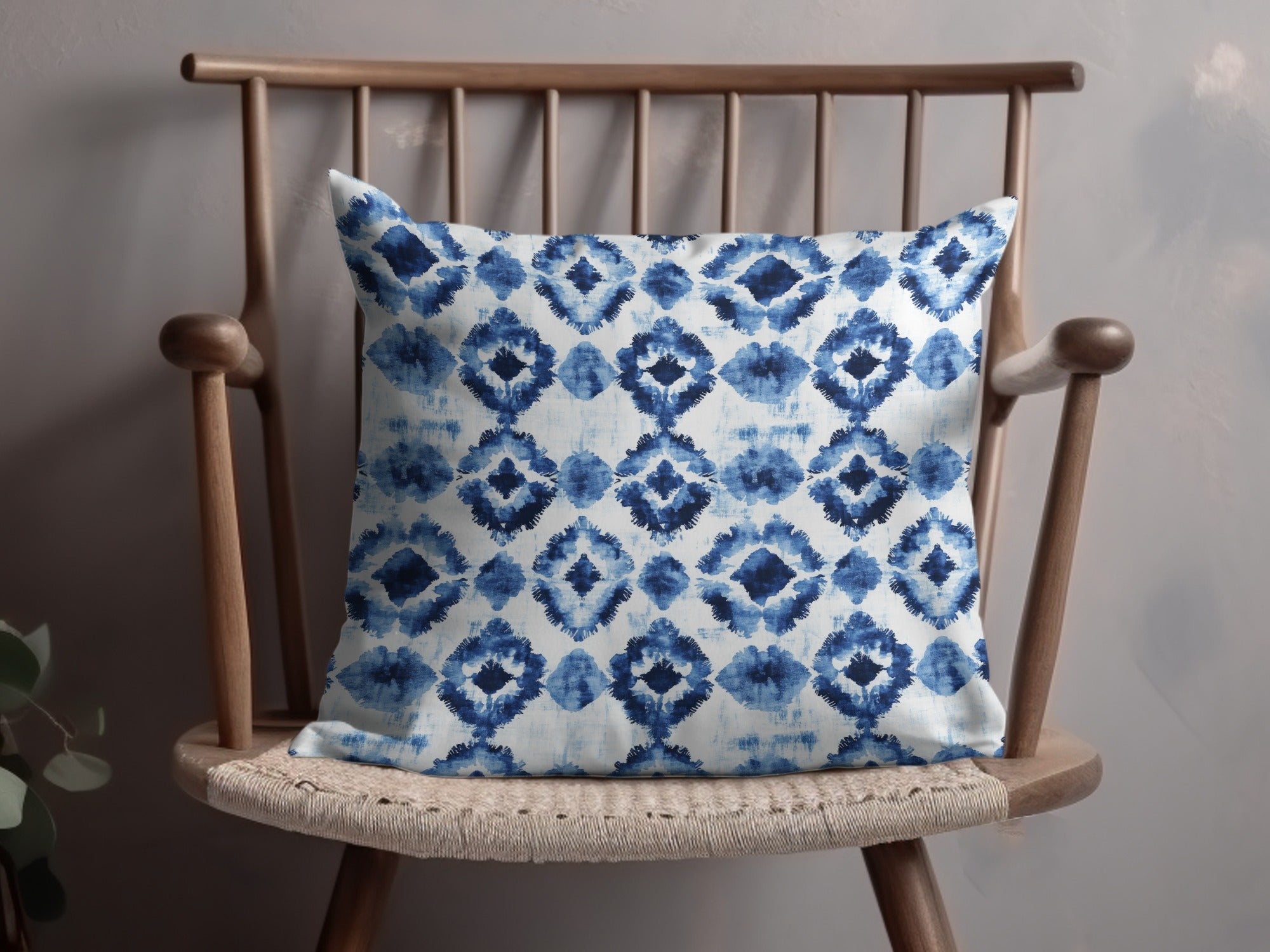 Blue Shibori Seamless Watercolor Geometric Pattern, Indigo Ink Digital Paper, Abstract Dyed Repeat Print, Modern Fabric Design - Moore and Mountain