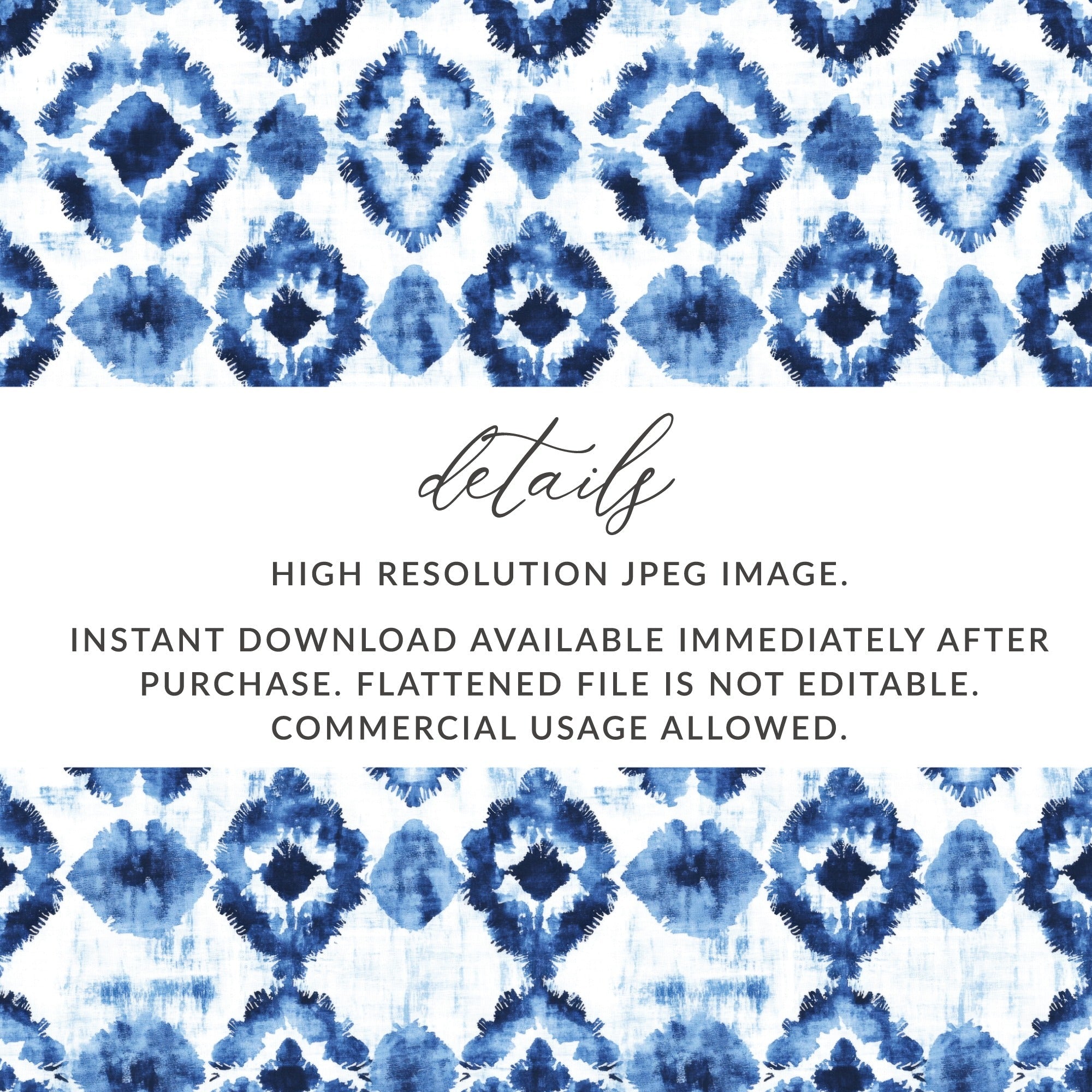 Blue Shibori Seamless Watercolor Geometric Pattern, Indigo Ink Digital Paper, Abstract Dyed Repeat Print, Modern Fabric Design - Moore and Mountain