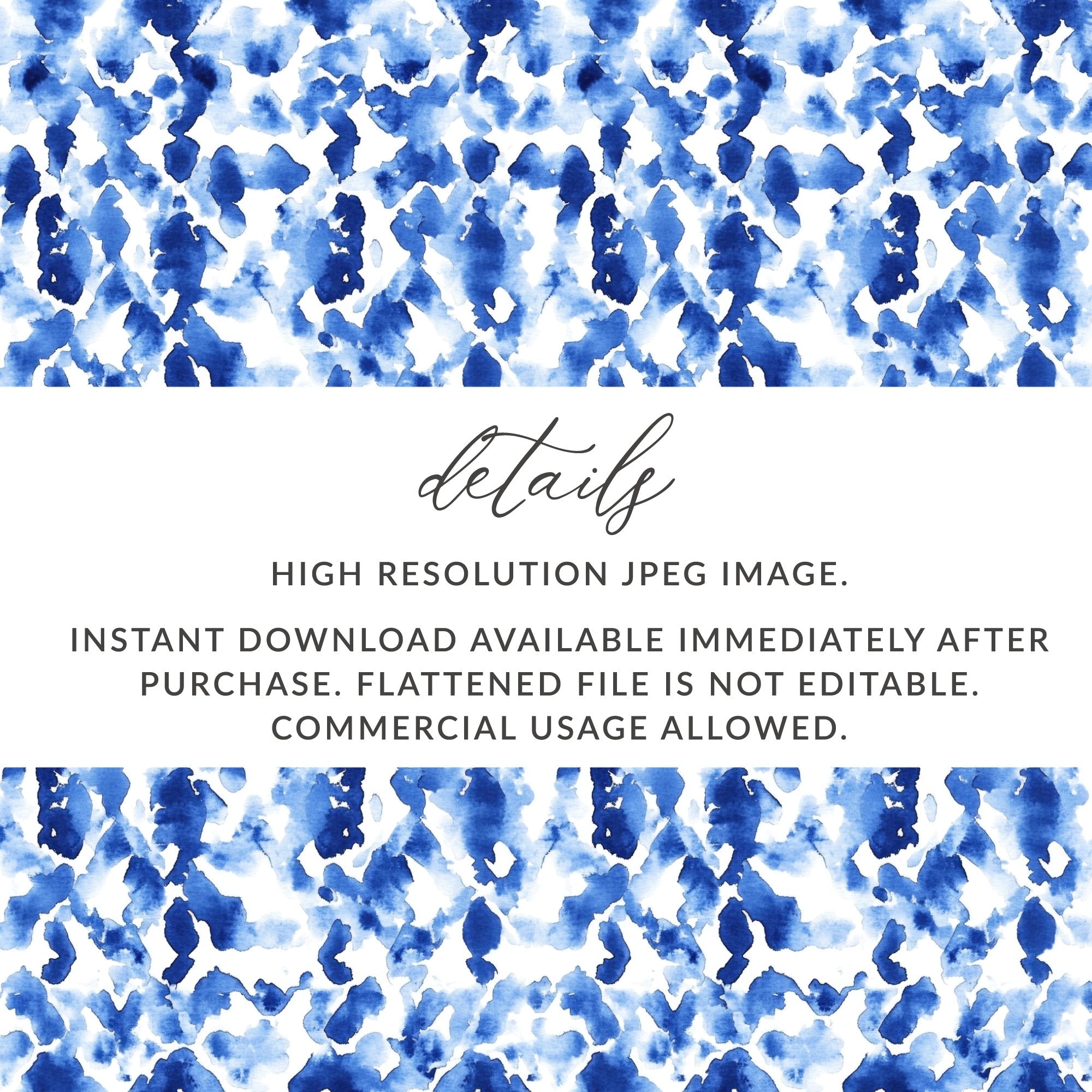 Blue Shibori Seamless Watercolor Geometric Pattern, Indigo Ink Digital Paper, Abstract Fabric Design, Textile Print, Background, DIY Craft - Moore and Mountain