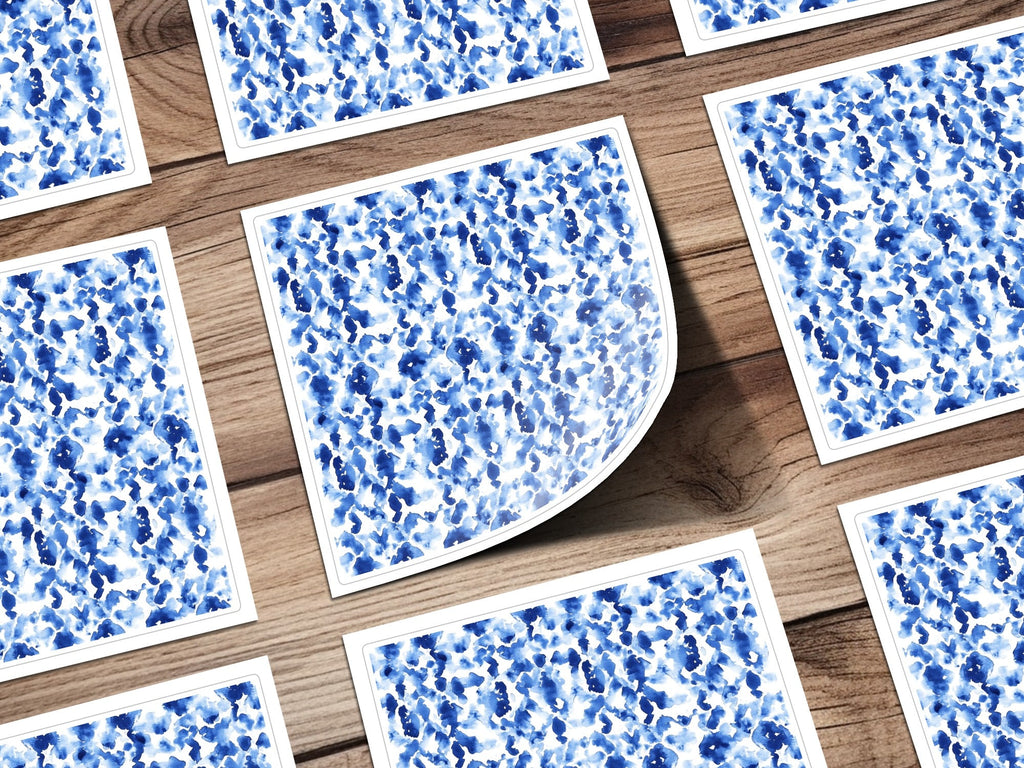 Blue Shibori Seamless Watercolor Geometric Pattern, Indigo Ink Digital Paper, Abstract Fabric Design, Textile Print, Background, DIY Craft - Moore and Mountain