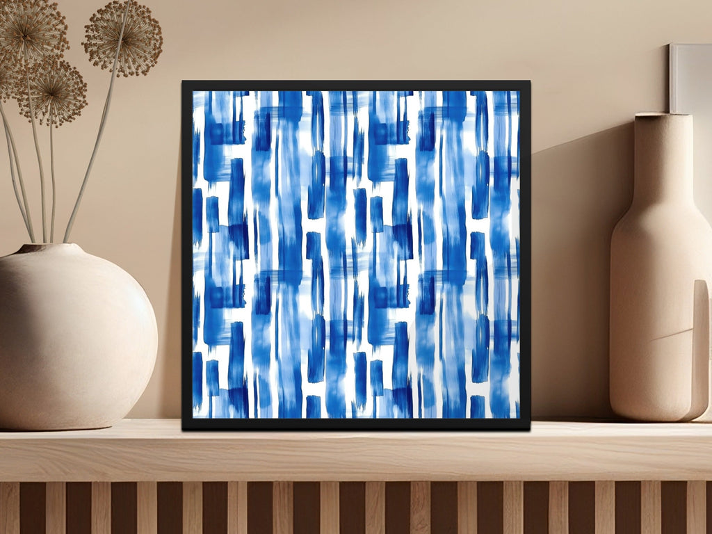 Blue Shibori Seamless Watercolor Geometric Pattern, Indigo Ink Digital Paper, Abstract Repeat Pattern, Fabric Design, Printable Wallpaper - Moore and Mountain