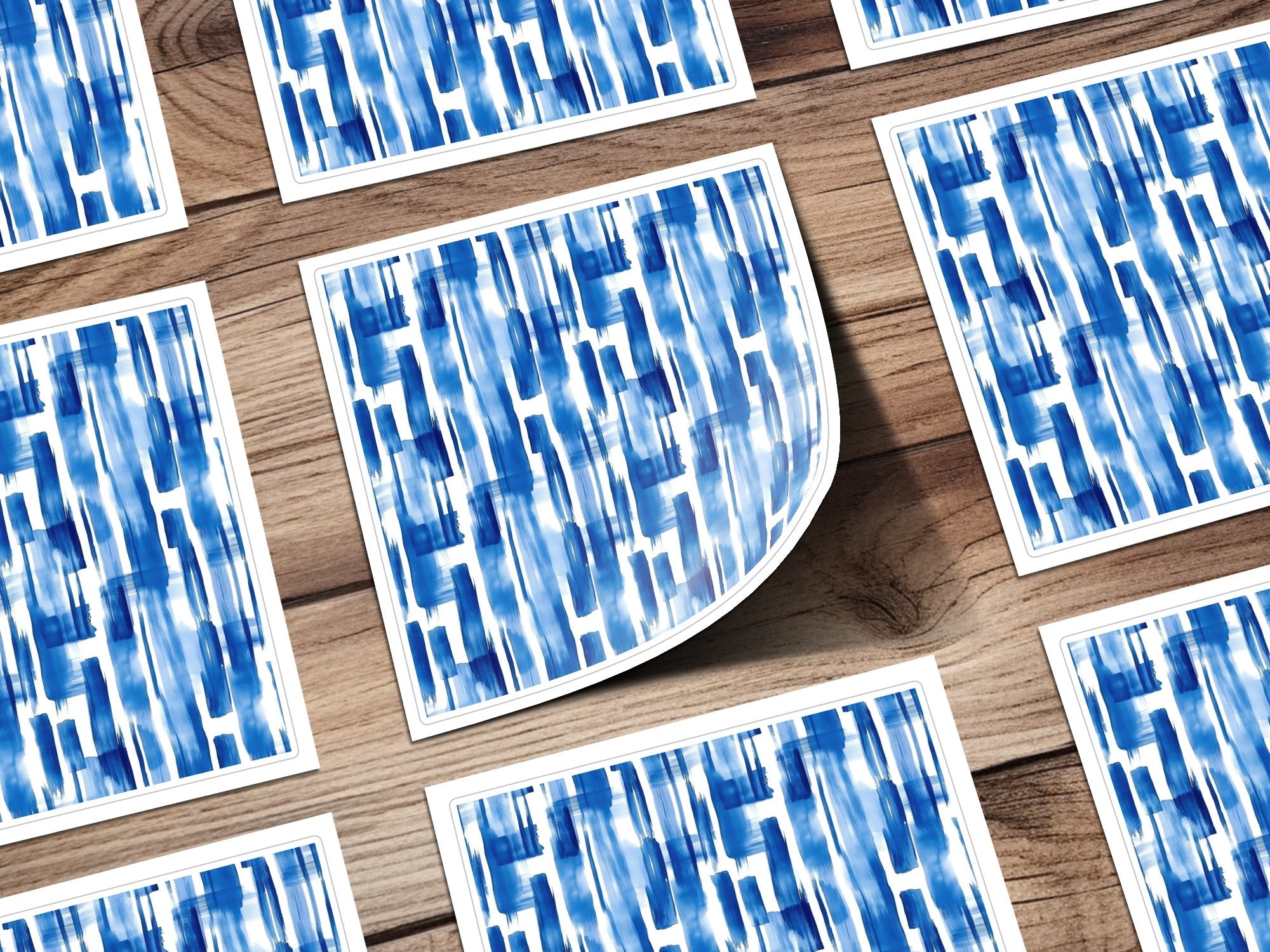 Blue Shibori Seamless Watercolor Geometric Pattern, Indigo Ink Digital Paper, Abstract Repeat Pattern, Fabric Design, Printable Wallpaper - Moore and Mountain