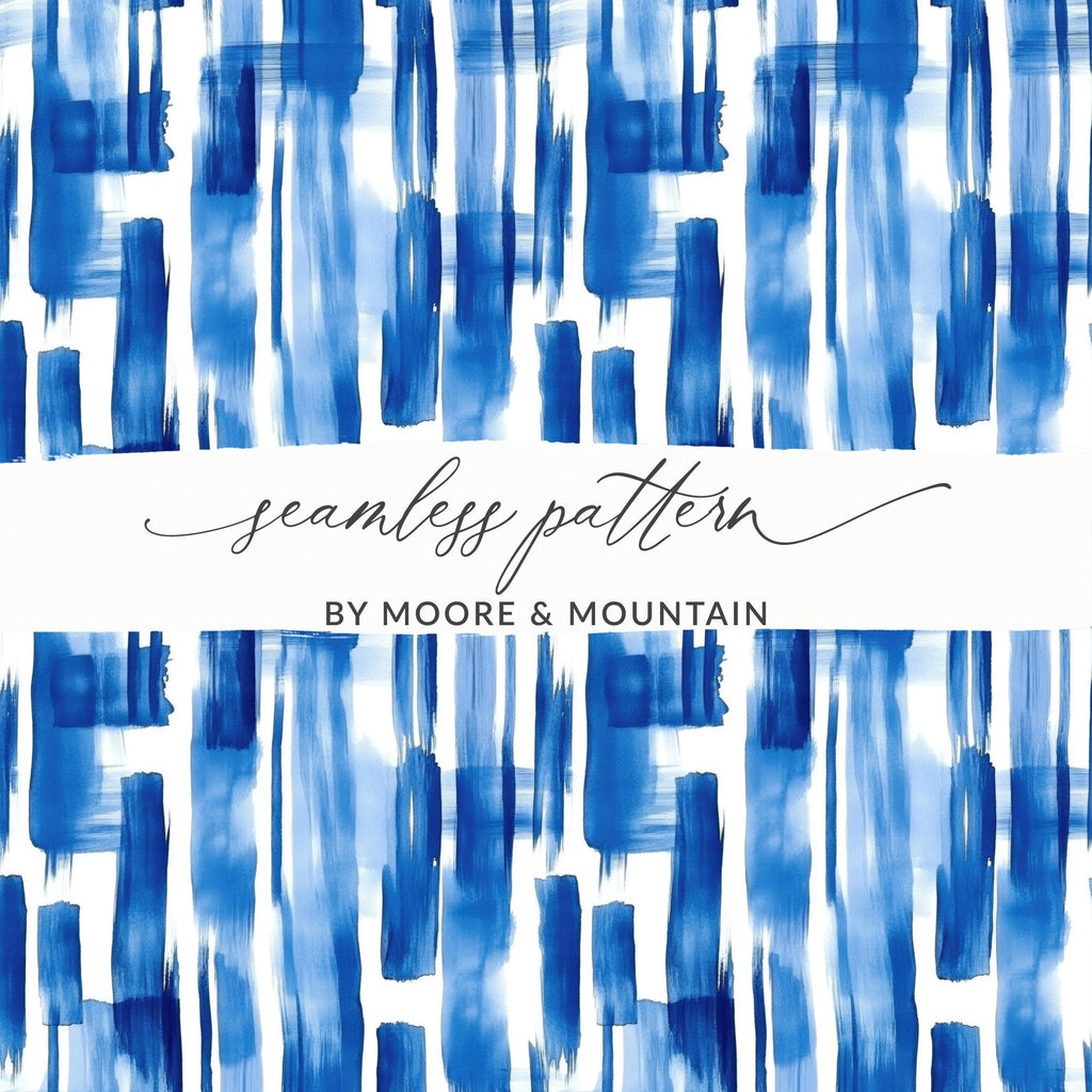 Blue Shibori Seamless Watercolor Geometric Pattern, Indigo Ink Digital Paper, Abstract Repeat Pattern, Fabric Design, Printable Wallpaper - Moore and Mountain