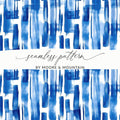 Blue Shibori Seamless Watercolor Geometric Pattern, Indigo Ink Digital Paper, Abstract Repeat Pattern, Fabric Design, Printable Wallpaper - Moore and Mountain