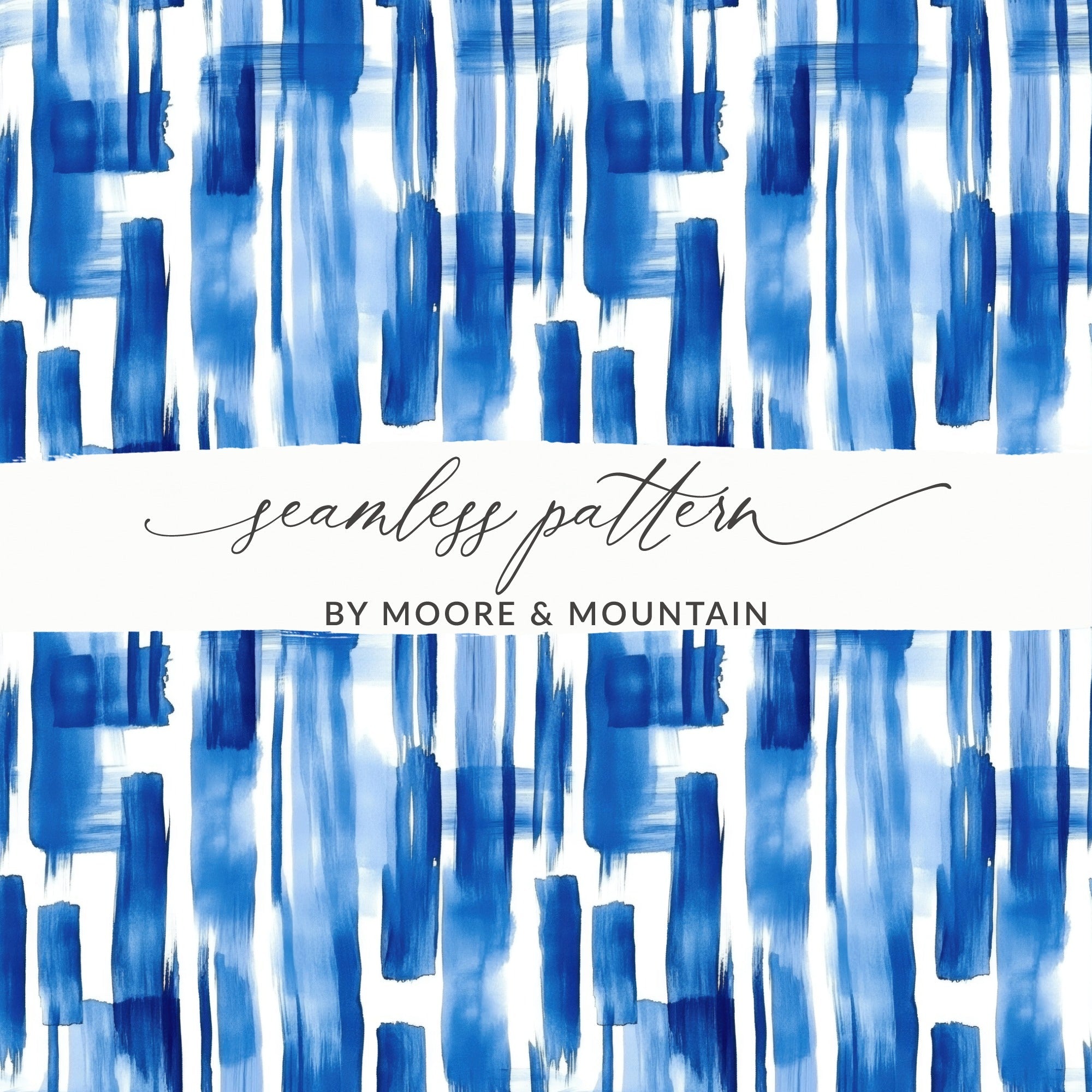 Blue Shibori Seamless Watercolor Geometric Pattern, Indigo Ink Digital Paper, Abstract Repeat Pattern, Fabric Design, Printable Wallpaper - Moore and Mountain