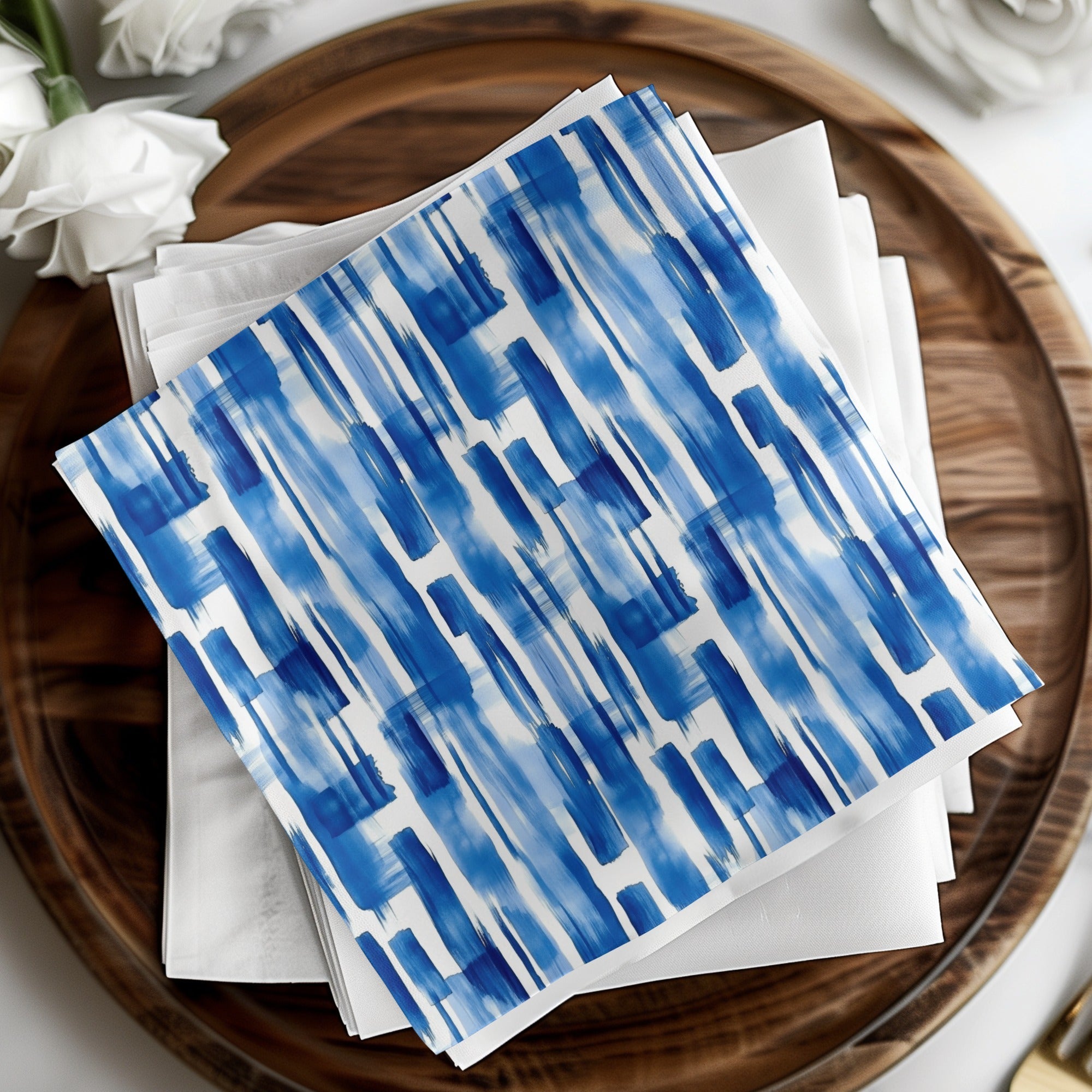 Blue Shibori Seamless Watercolor Geometric Pattern, Indigo Ink Digital Paper, Abstract Repeat Pattern, Fabric Design, Printable Wallpaper - Moore and Mountain