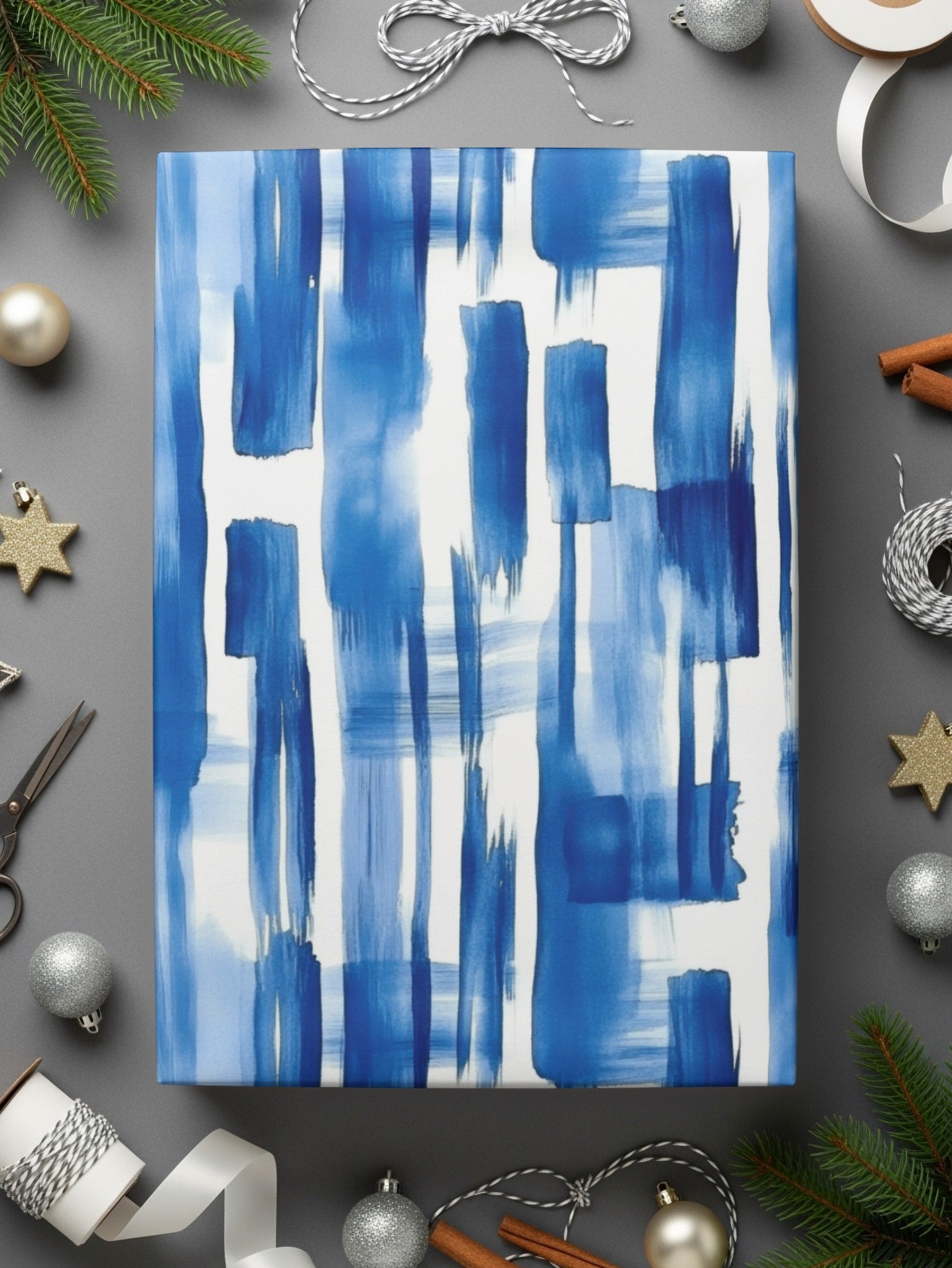 Blue Shibori Seamless Watercolor Geometric Pattern, Indigo Ink Digital Paper, Abstract Repeat Pattern, Fabric Design, Printable Wallpaper - Moore and Mountain