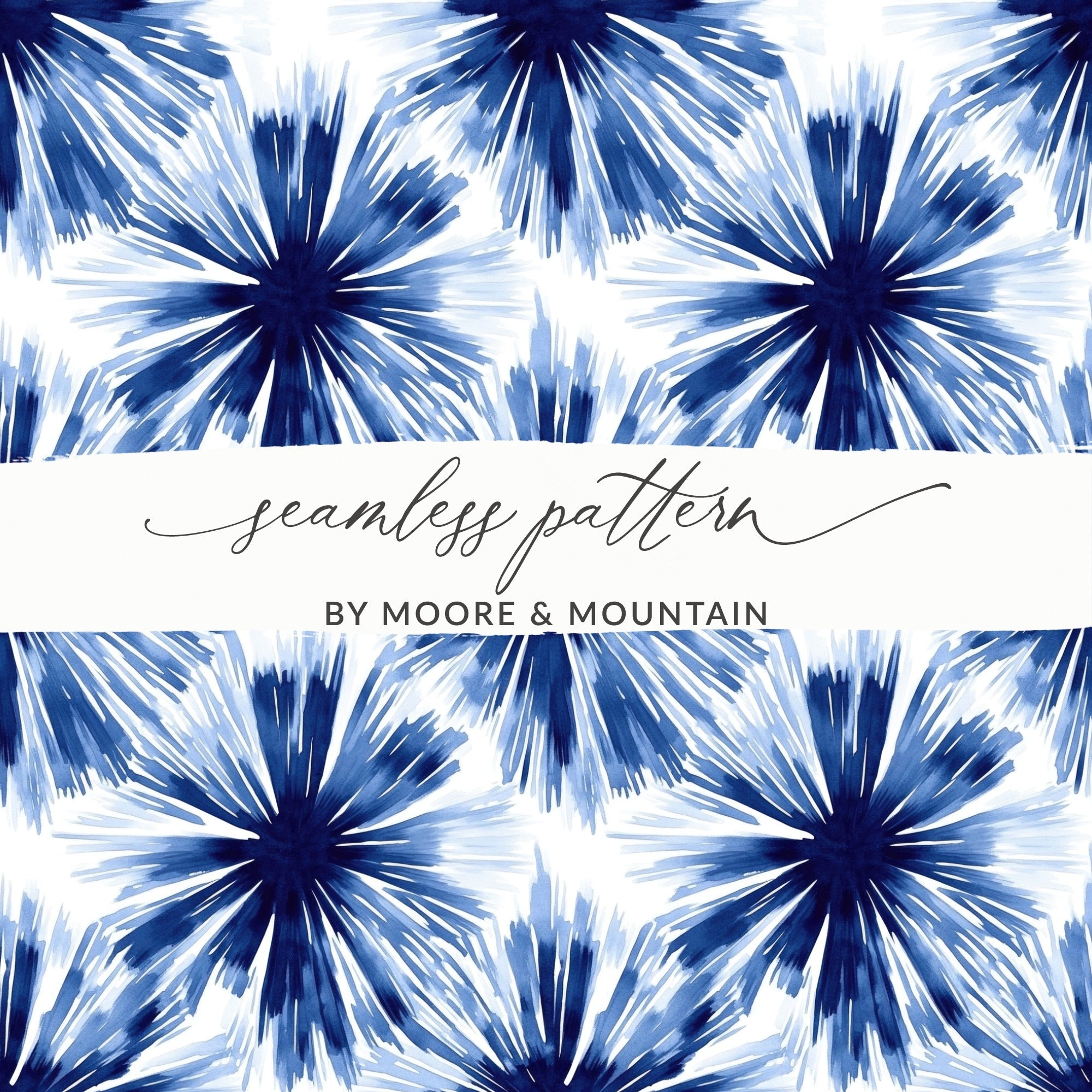Blue Shibori Seamless Watercolor Geometric Pattern, Indigo Ink Digital Paper, Abstract Shibori Design, Seamless Digital Pattern - Moore and Mountain