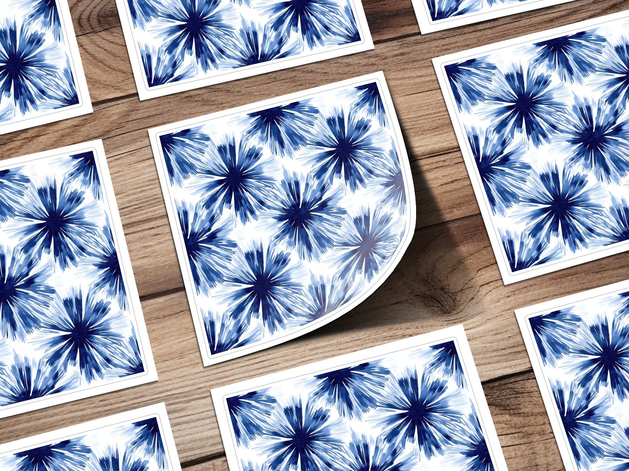 Blue Shibori Seamless Watercolor Geometric Pattern, Indigo Ink Digital Paper, Abstract Shibori Design, Seamless Digital Pattern - Moore and Mountain