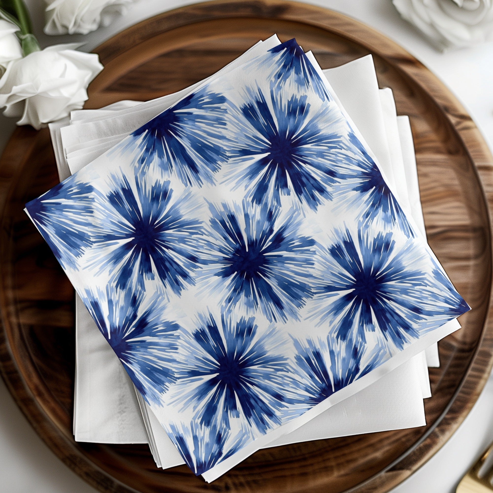 Blue Shibori Seamless Watercolor Geometric Pattern, Indigo Ink Digital Paper, Abstract Shibori Design, Seamless Digital Pattern - Moore and Mountain