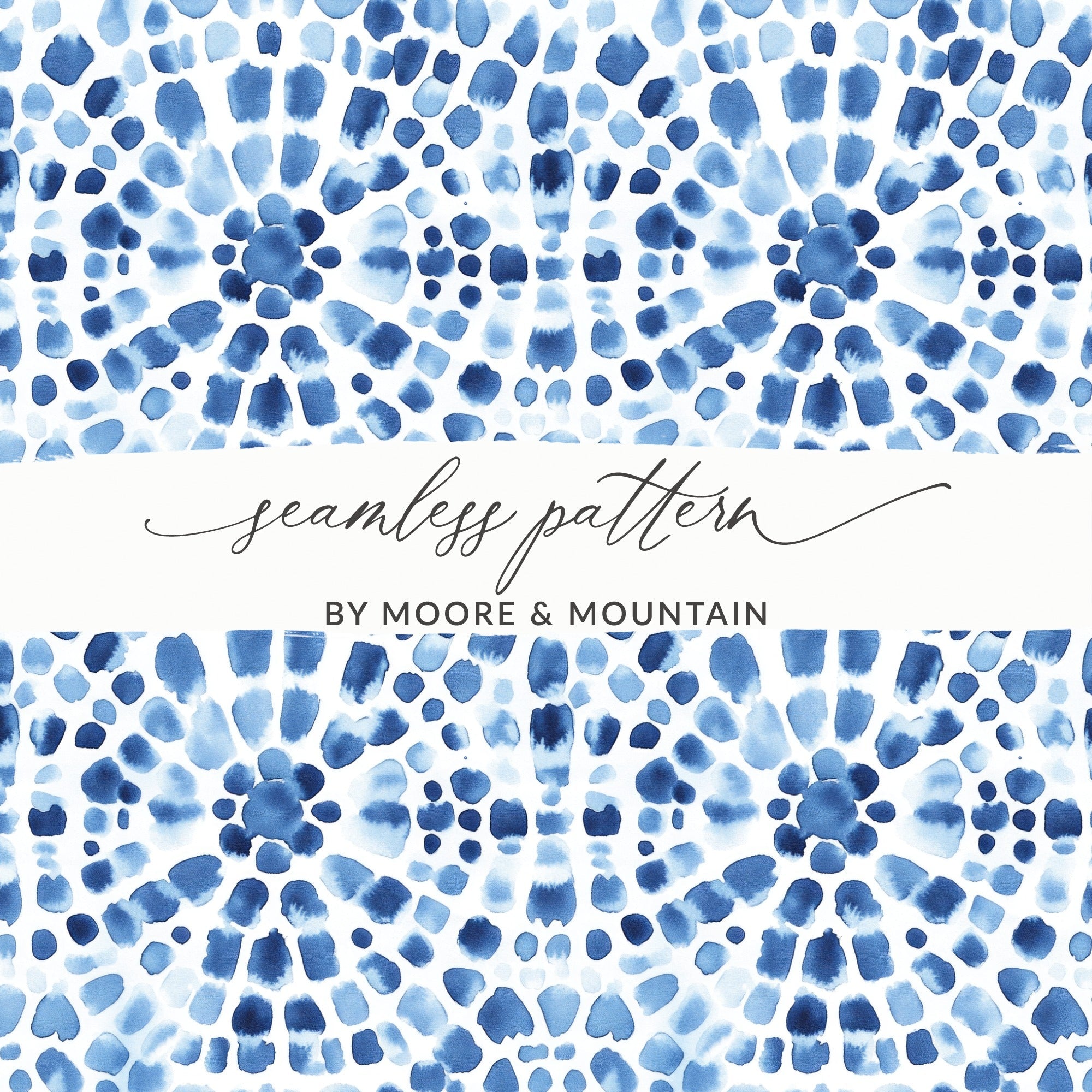 Blue Shibori Seamless Watercolor Geometric Pattern, Indigo Ink Digital Paper, Abstract Textile Design, Surface Pattern Design - Moore and Mountain