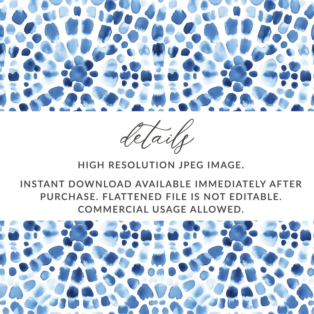 Blue Shibori Seamless Watercolor Geometric Pattern, Indigo Ink Digital Paper, Abstract Textile Design, Surface Pattern Design - Moore and Mountain