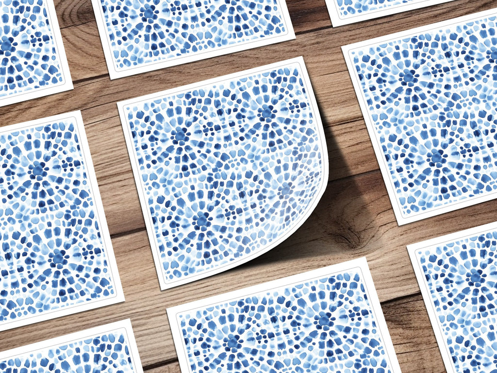 Blue Shibori Seamless Watercolor Geometric Pattern, Indigo Ink Digital Paper, Abstract Textile Design, Surface Pattern Design - Moore and Mountain