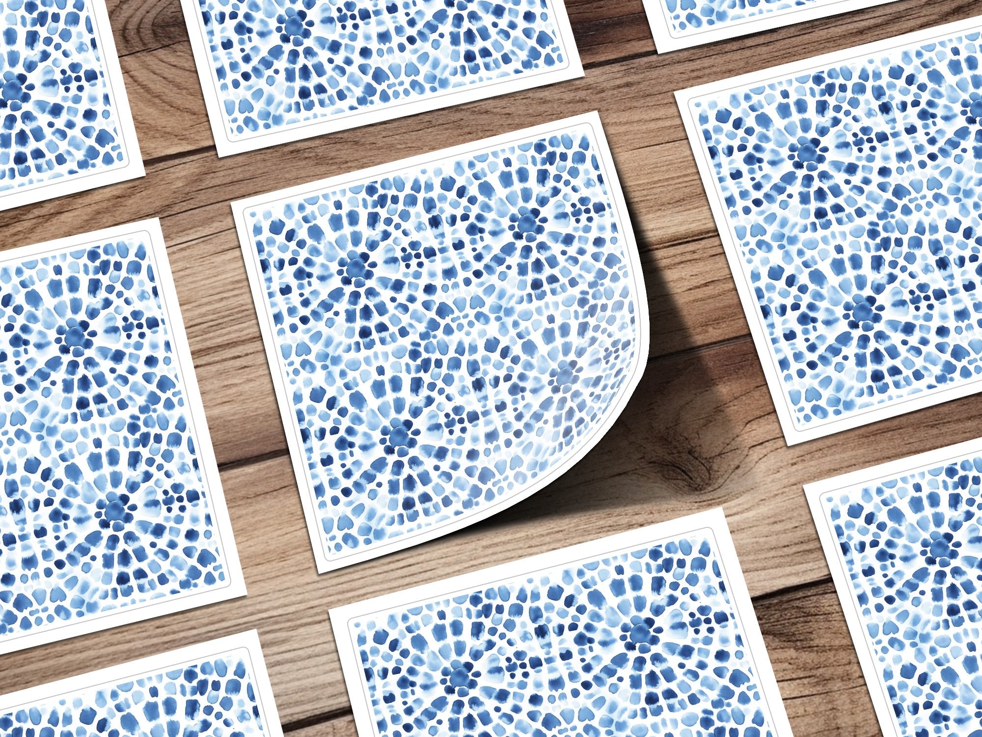 Blue Shibori Seamless Watercolor Geometric Pattern, Indigo Ink Digital Paper, Abstract Textile Design, Surface Pattern Design - Moore and Mountain