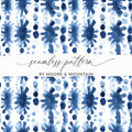 Blue Shibori Seamless Watercolor Geometric Pattern, Indigo Ink Digital Paper, Abstract Tileable Background, Modern Texture, Printable Fabric - Moore and Mountain