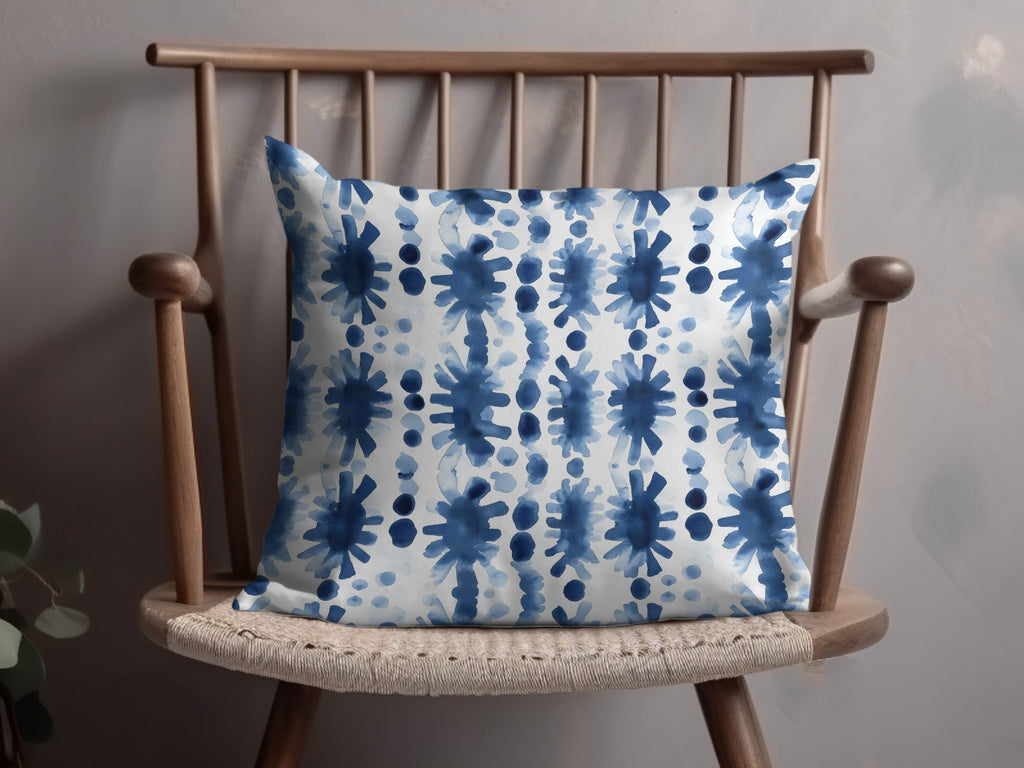 Blue Shibori Seamless Watercolor Geometric Pattern, Indigo Ink Digital Paper, Abstract Tileable Background, Modern Texture, Printable Fabric - Moore and Mountain