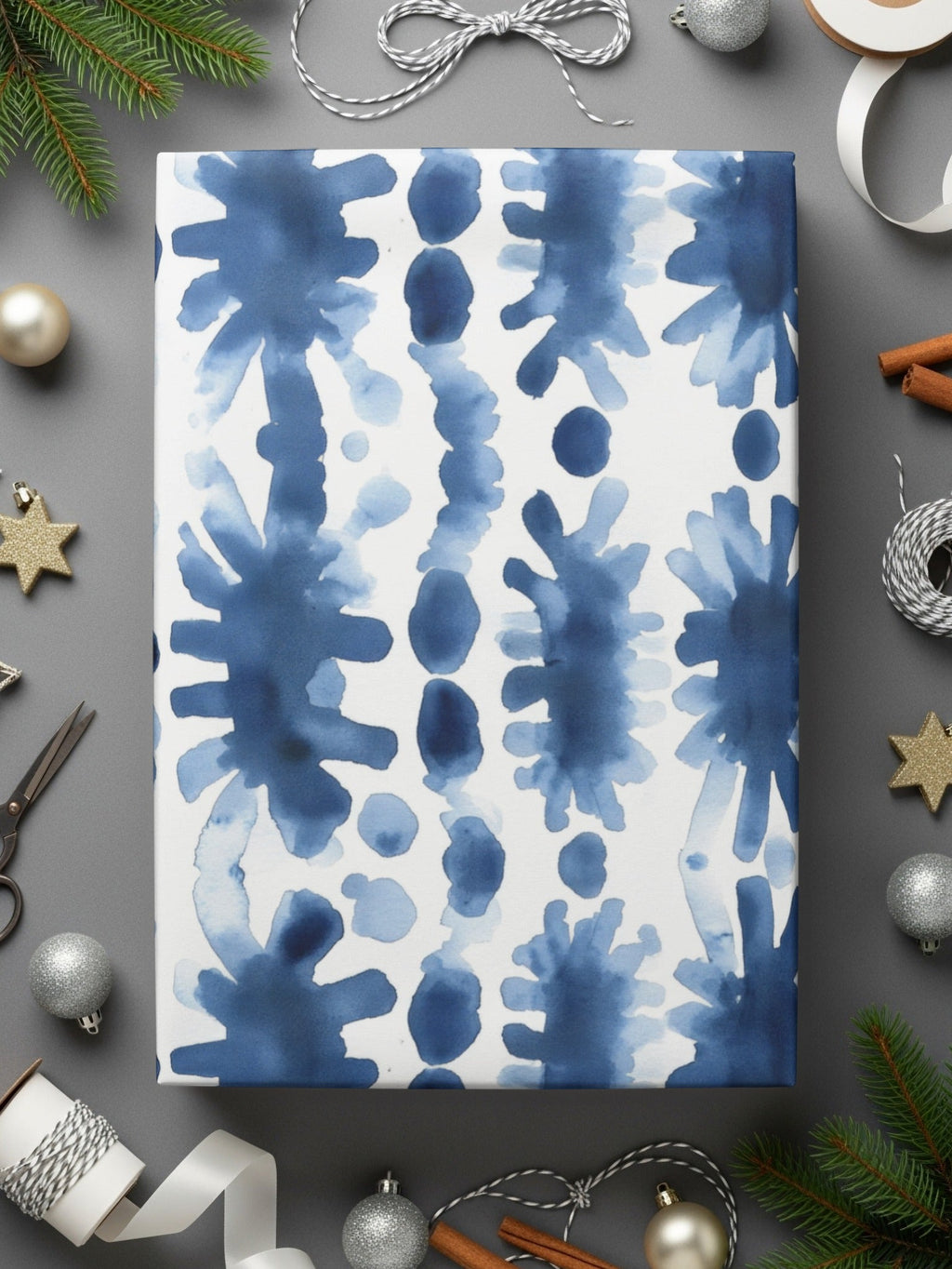 Blue Shibori Seamless Watercolor Geometric Pattern, Indigo Ink Digital Paper, Abstract Tileable Background, Modern Texture, Printable Fabric - Moore and Mountain