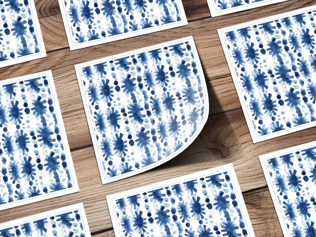 Blue Shibori Seamless Watercolor Geometric Pattern, Indigo Ink Digital Paper, Abstract Tileable Background, Modern Texture, Printable Fabric - Moore and Mountain