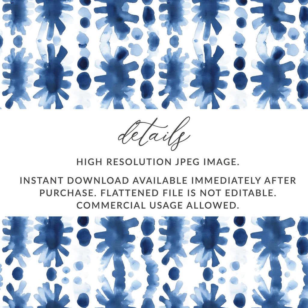 Blue Shibori Seamless Watercolor Geometric Pattern, Indigo Ink Digital Paper, Abstract Tileable Background, Modern Texture, Printable Fabric - Moore and Mountain