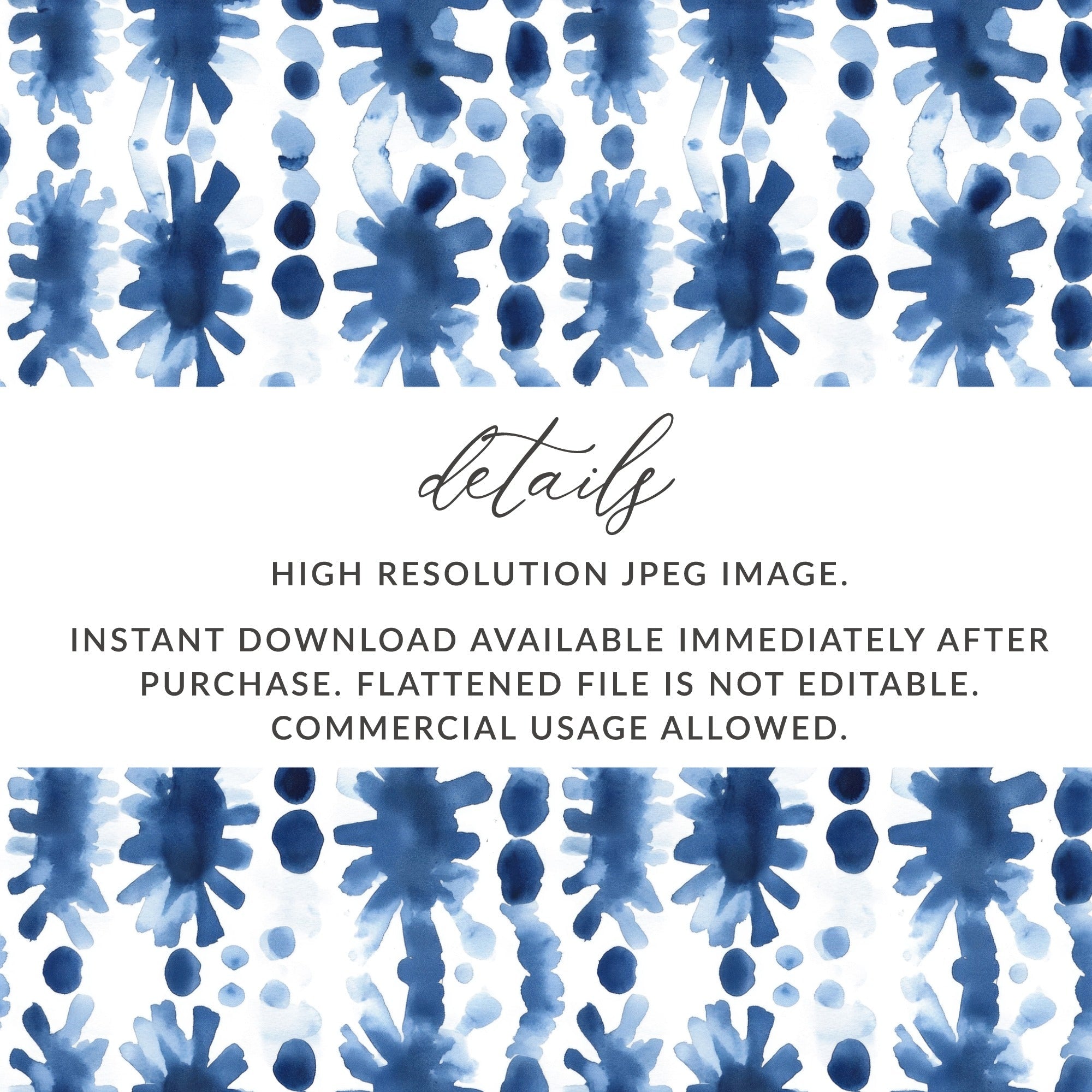 Blue Shibori Seamless Watercolor Geometric Pattern, Indigo Ink Digital Paper, Abstract Tileable Background, Modern Texture, Printable Fabric - Moore and Mountain