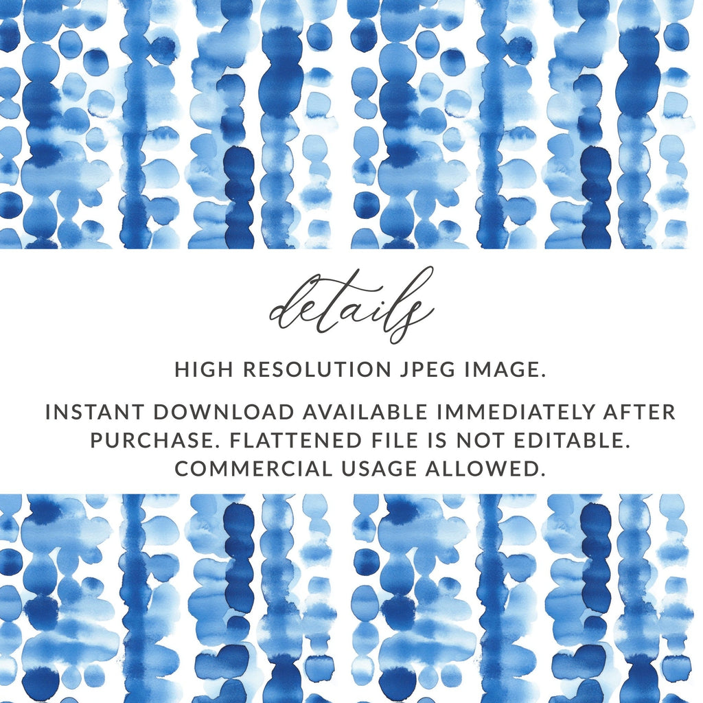 Blue Shibori Seamless Watercolor Geometric Pattern, Indigo Ink Digital Paper, Commercial Use Fabric Pattern Design, Scrapbook Paper - Moore and Mountain