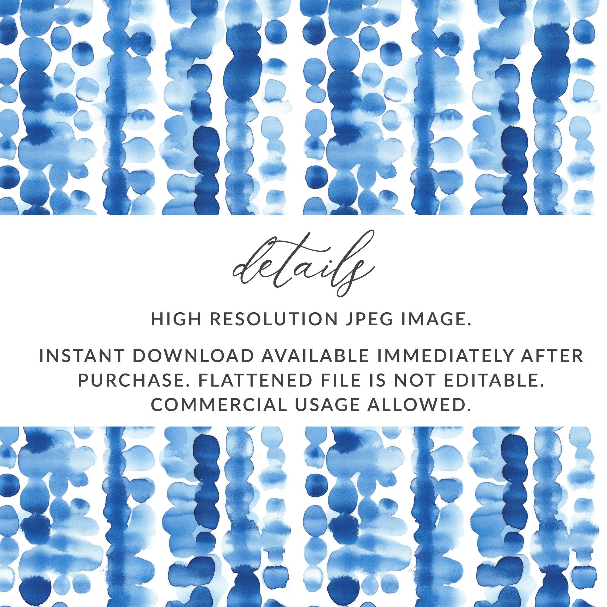 Blue Shibori Seamless Watercolor Geometric Pattern, Indigo Ink Digital Paper, Commercial Use Fabric Pattern Design, Scrapbook Paper - Moore and Mountain