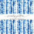 Blue Shibori Seamless Watercolor Geometric Pattern, Indigo Ink Digital Paper, Commercial Use Fabric Pattern Design, Scrapbook Paper - Moore and Mountain
