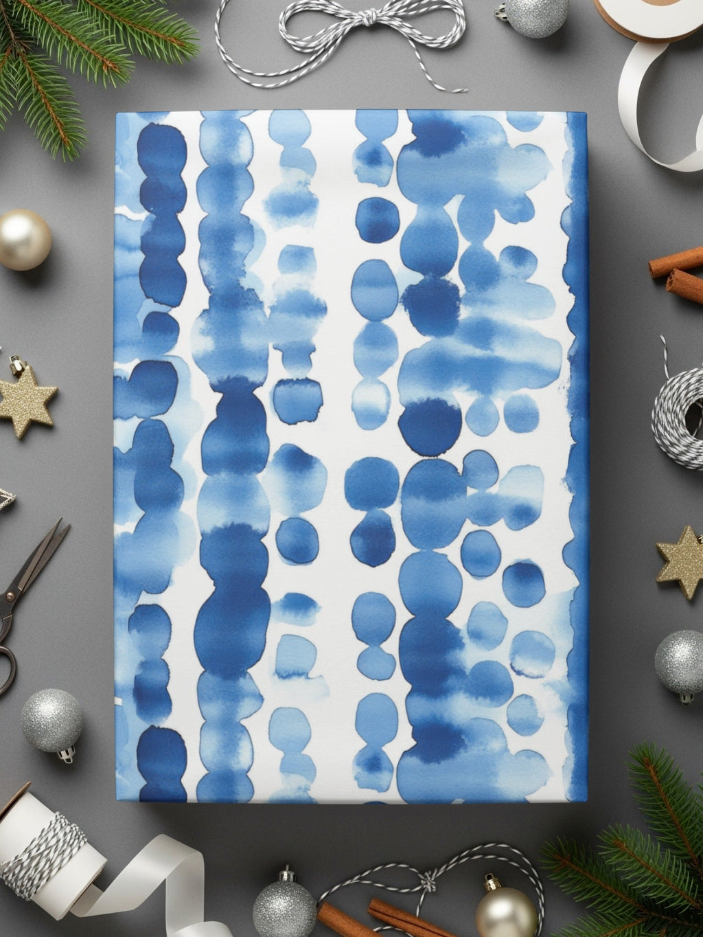 Blue Shibori Seamless Watercolor Geometric Pattern, Indigo Ink Digital Paper, Commercial Use Fabric Pattern Design, Scrapbook Paper - Moore and Mountain