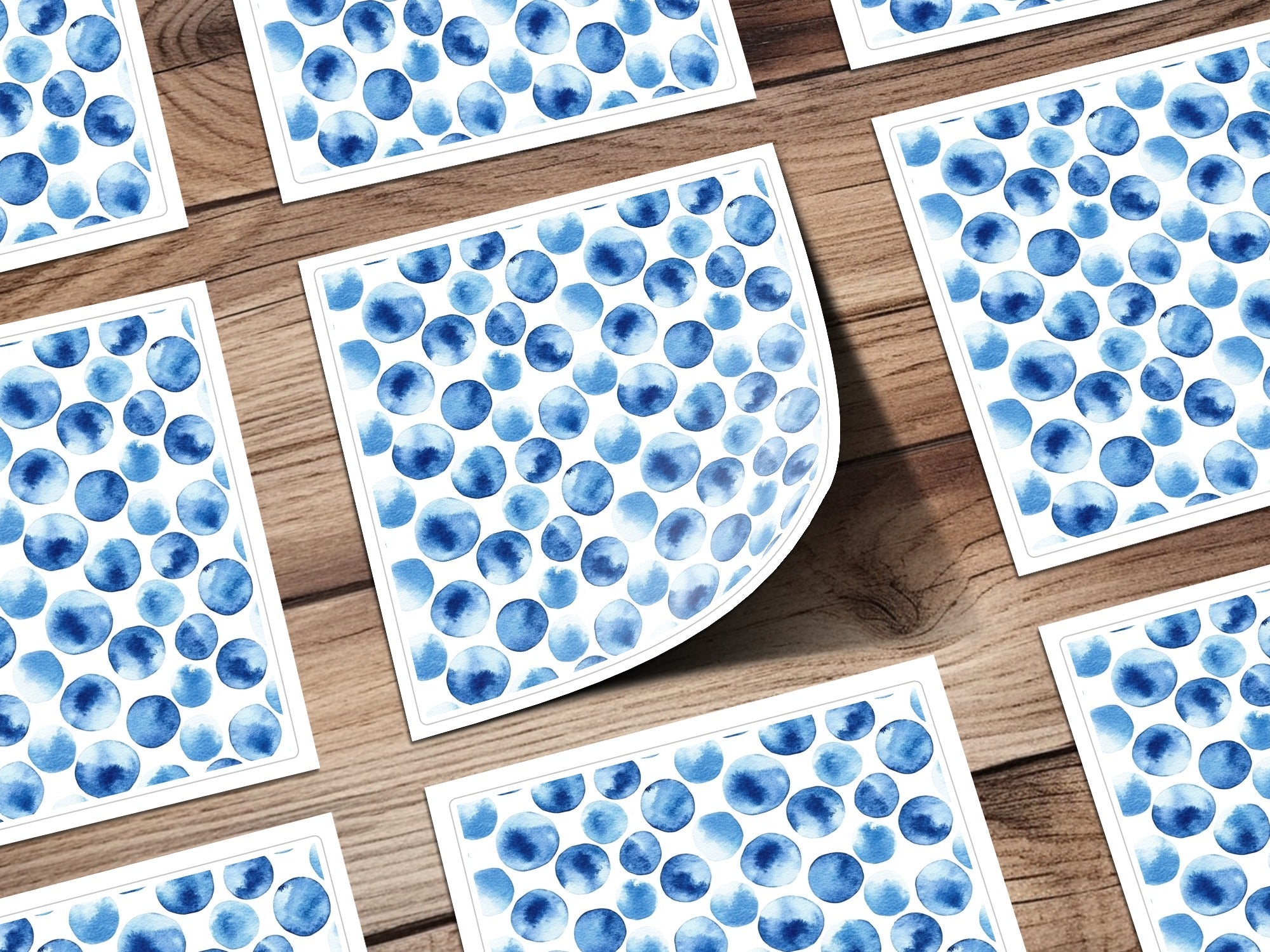 Blue Shibori Seamless Watercolor Geometric Pattern, Indigo Ink, Digital Paper, Fabric Design, Scrapbooking Paper, Printable Pattern - Moore and Mountain