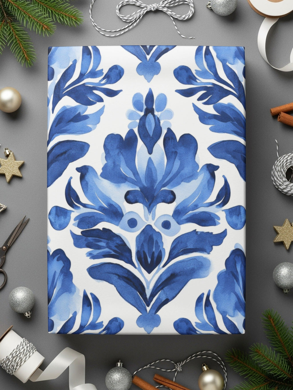 Blue Shibori Seamless Watercolor Geometric Pattern, Indigo Ink Digital Paper, Fabric Design, Scrapbooking Paper, Printable Pattern - Moore and Mountain