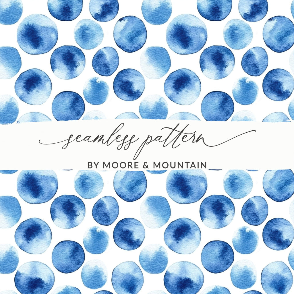 Blue Shibori Seamless Watercolor Geometric Pattern, Indigo Ink, Digital Paper, Fabric Design, Scrapbooking Paper, Printable Pattern - Moore and Mountain