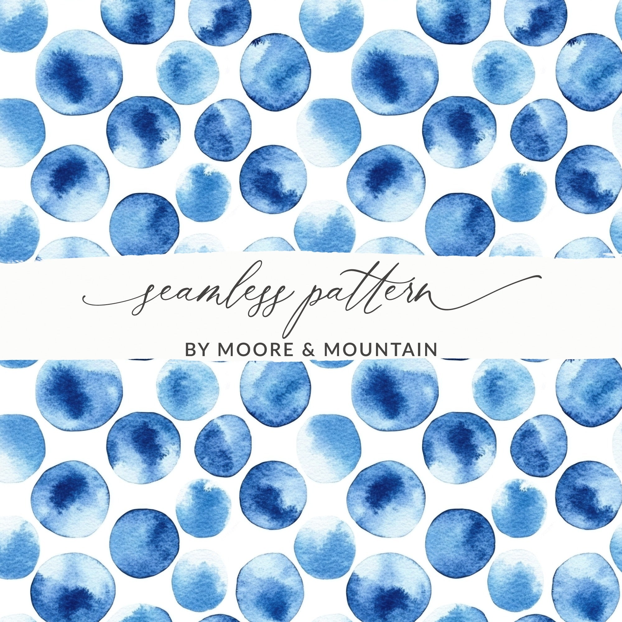 Blue Shibori Seamless Watercolor Geometric Pattern, Indigo Ink, Digital Paper, Fabric Design, Scrapbooking Paper, Printable Pattern - Moore and Mountain