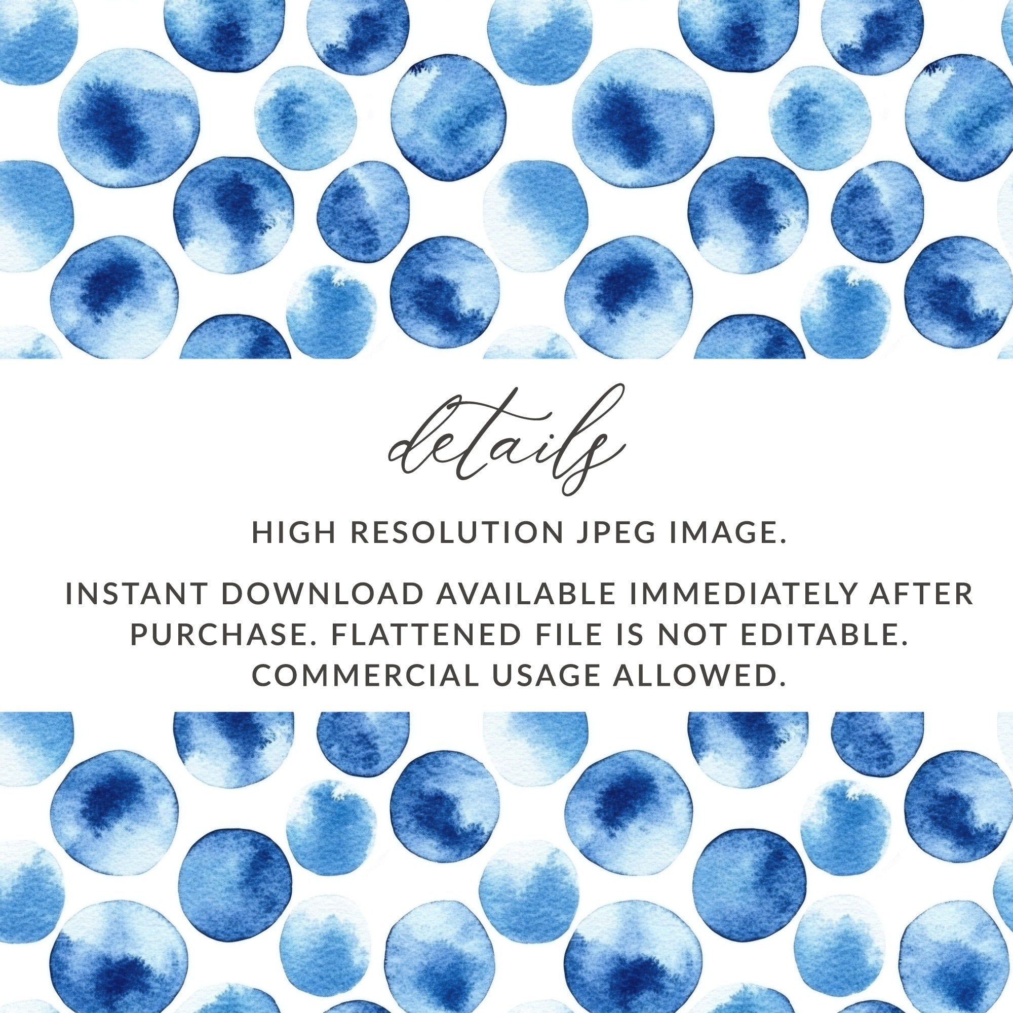 Blue Shibori Seamless Watercolor Geometric Pattern, Indigo Ink, Digital Paper, Fabric Design, Scrapbooking Paper, Printable Pattern - Moore and Mountain