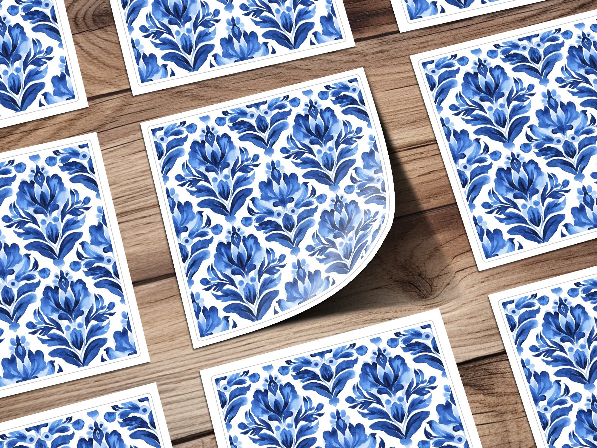 Blue Shibori Seamless Watercolor Geometric Pattern, Indigo Ink Digital Paper, Fabric Design, Scrapbooking Paper, Printable Pattern - Moore and Mountain