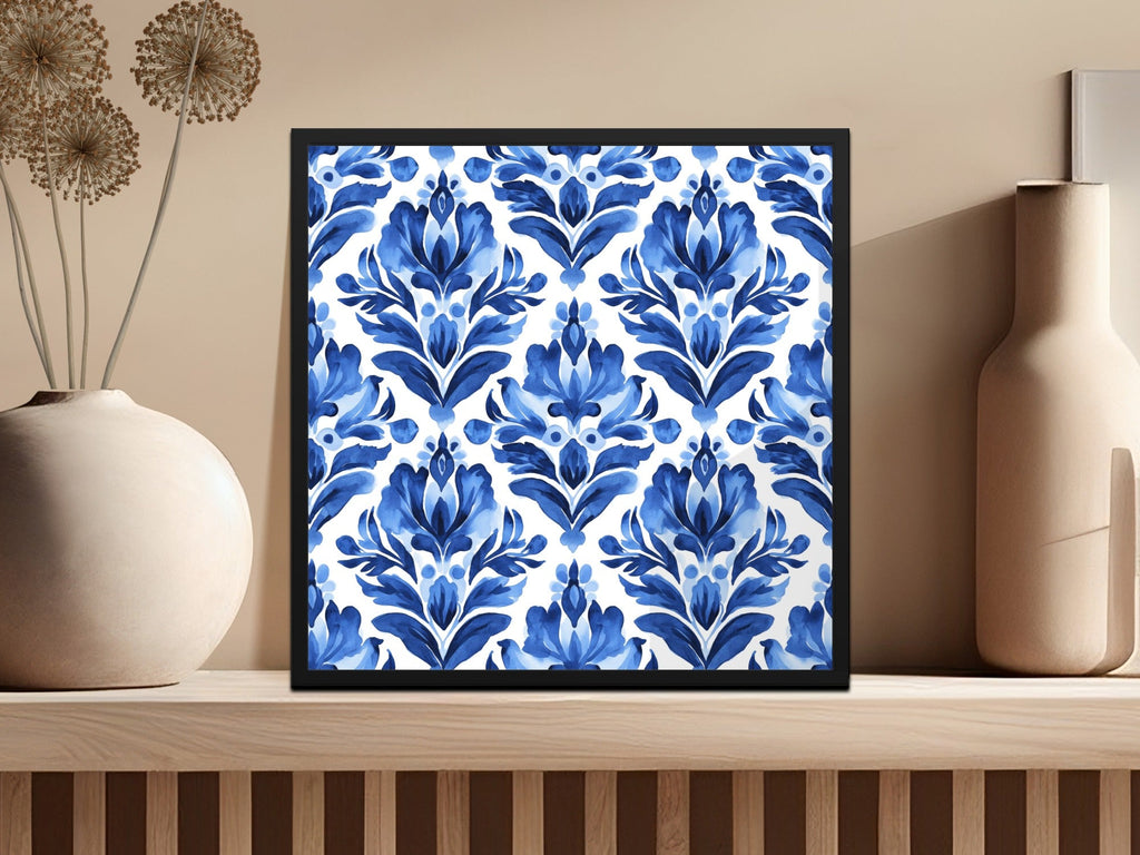 Blue Shibori Seamless Watercolor Geometric Pattern, Indigo Ink Digital Paper, Fabric Design, Scrapbooking Paper, Printable Pattern - Moore and Mountain