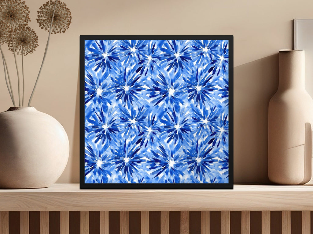 Blue Shibori Seamless Watercolor Geometric Pattern, Indigo Ink Digital Paper, Modern Abstract Design, Textile Print, Scrapbooking Paper - Moore and Mountain