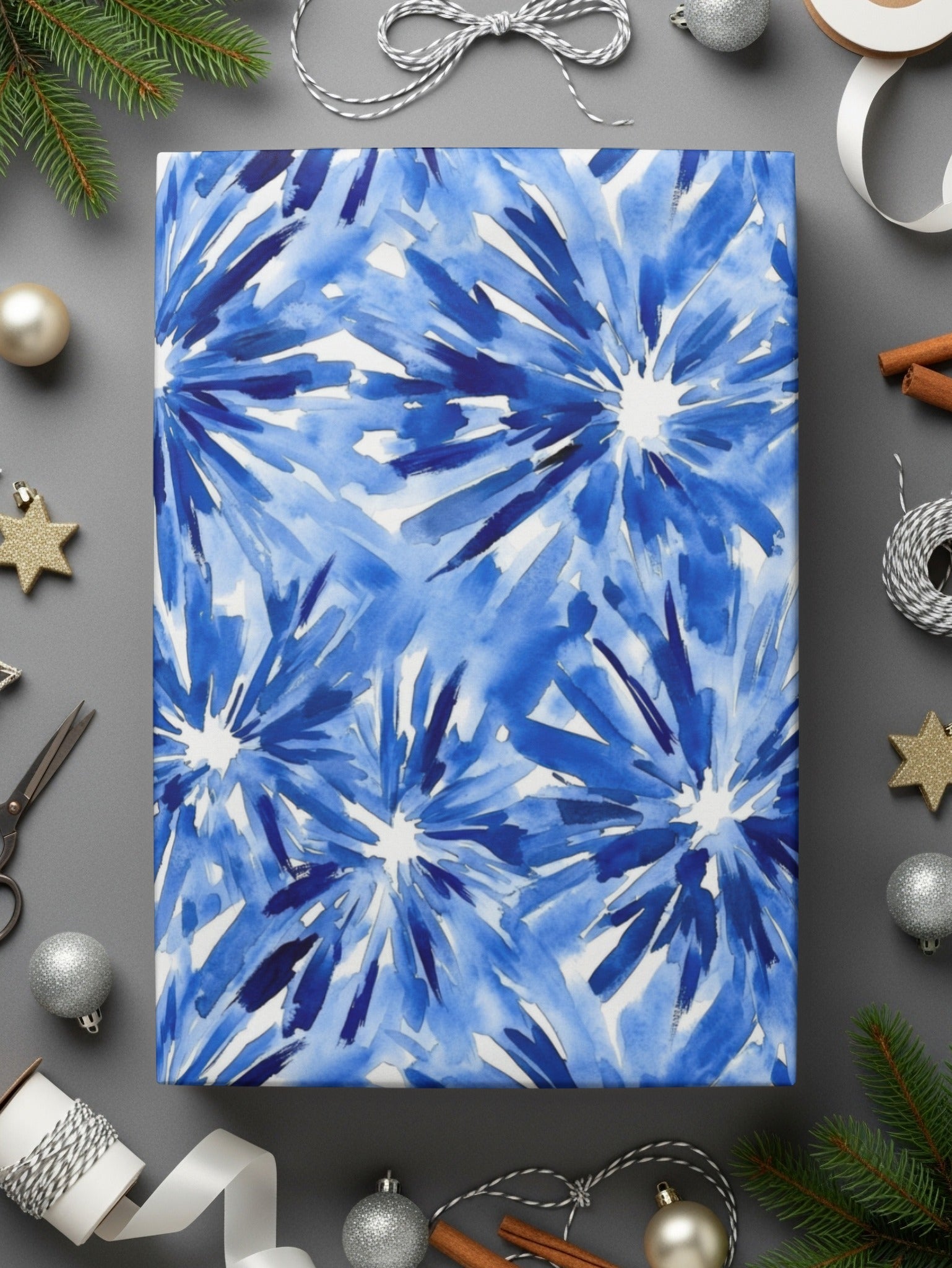 Blue Shibori Seamless Watercolor Geometric Pattern, Indigo Ink Digital Paper, Modern Abstract Design, Textile Print, Scrapbooking Paper - Moore and Mountain