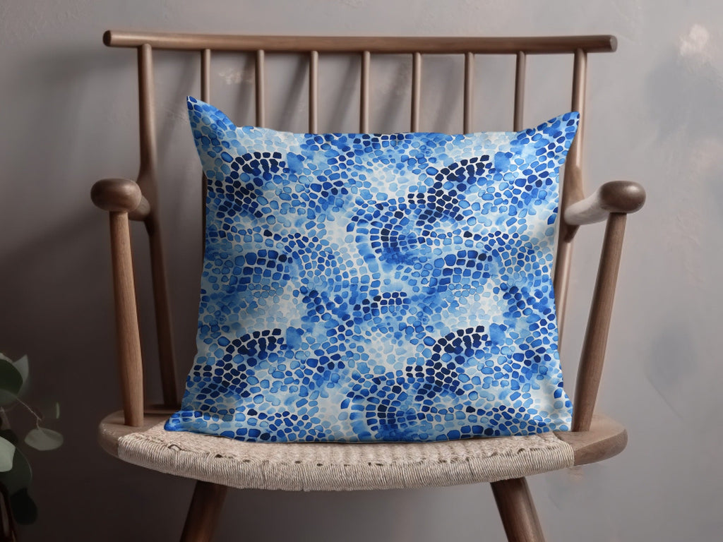 Blue Shibori Seamless Watercolor Geometric Pattern, Indigo Ink Digital Paper, Modern Abstract Tile Design, Repeatable Fabric Print - Moore and Mountain