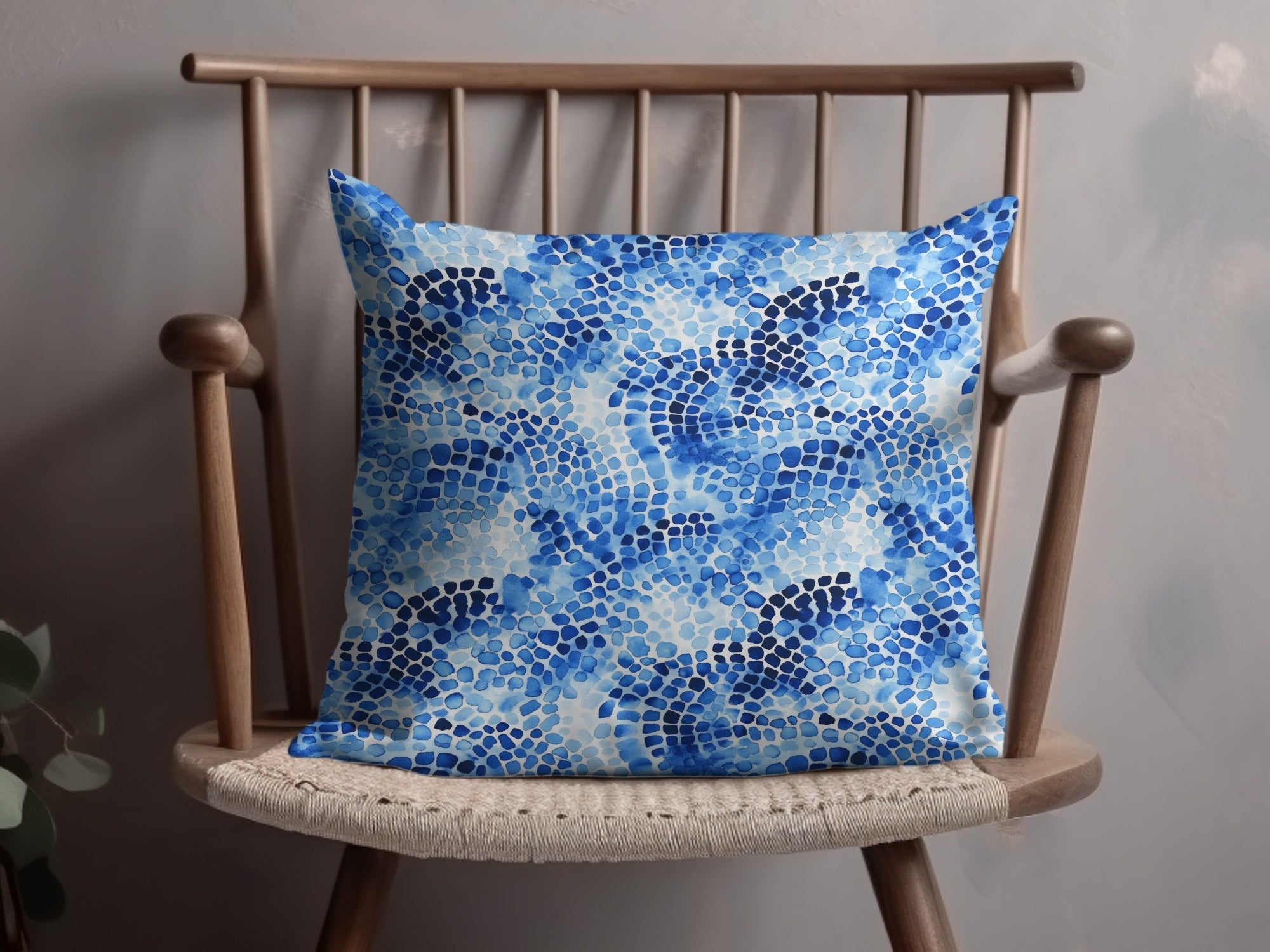 Blue Shibori Seamless Watercolor Geometric Pattern, Indigo Ink Digital Paper, Modern Abstract Tile Design, Repeatable Fabric Print - Moore and Mountain