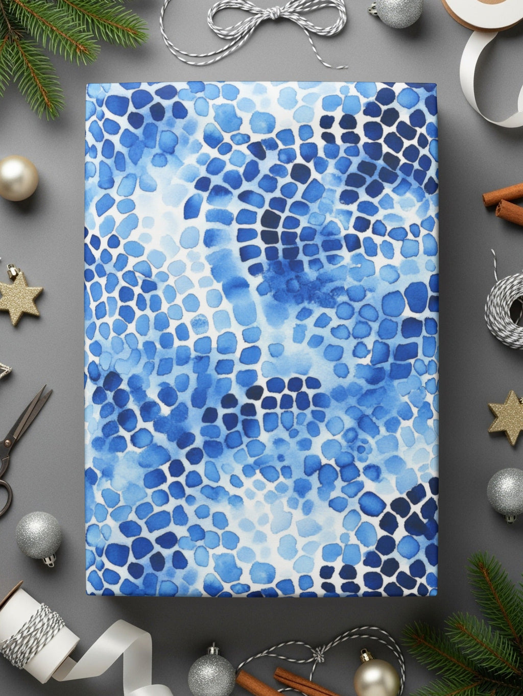 Blue Shibori Seamless Watercolor Geometric Pattern, Indigo Ink Digital Paper, Modern Abstract Tile Design, Repeatable Fabric Print - Moore and Mountain