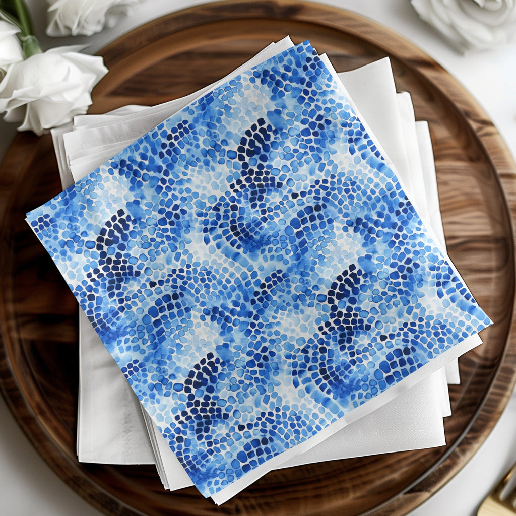 Blue Shibori Seamless Watercolor Geometric Pattern, Indigo Ink Digital Paper, Modern Abstract Tile Design, Repeatable Fabric Print - Moore and Mountain