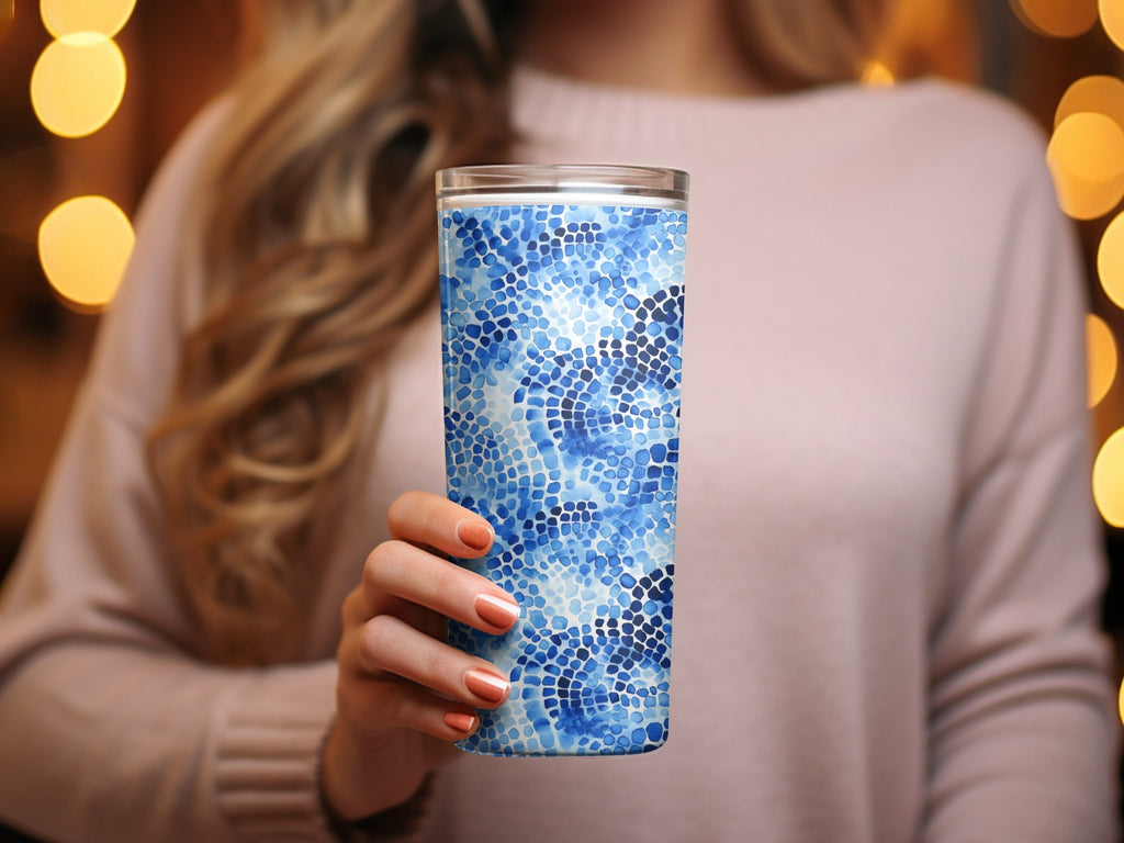 Blue Shibori Seamless Watercolor Geometric Pattern, Indigo Ink Digital Paper, Modern Abstract Tile Design, Repeatable Fabric Print - Moore and Mountain