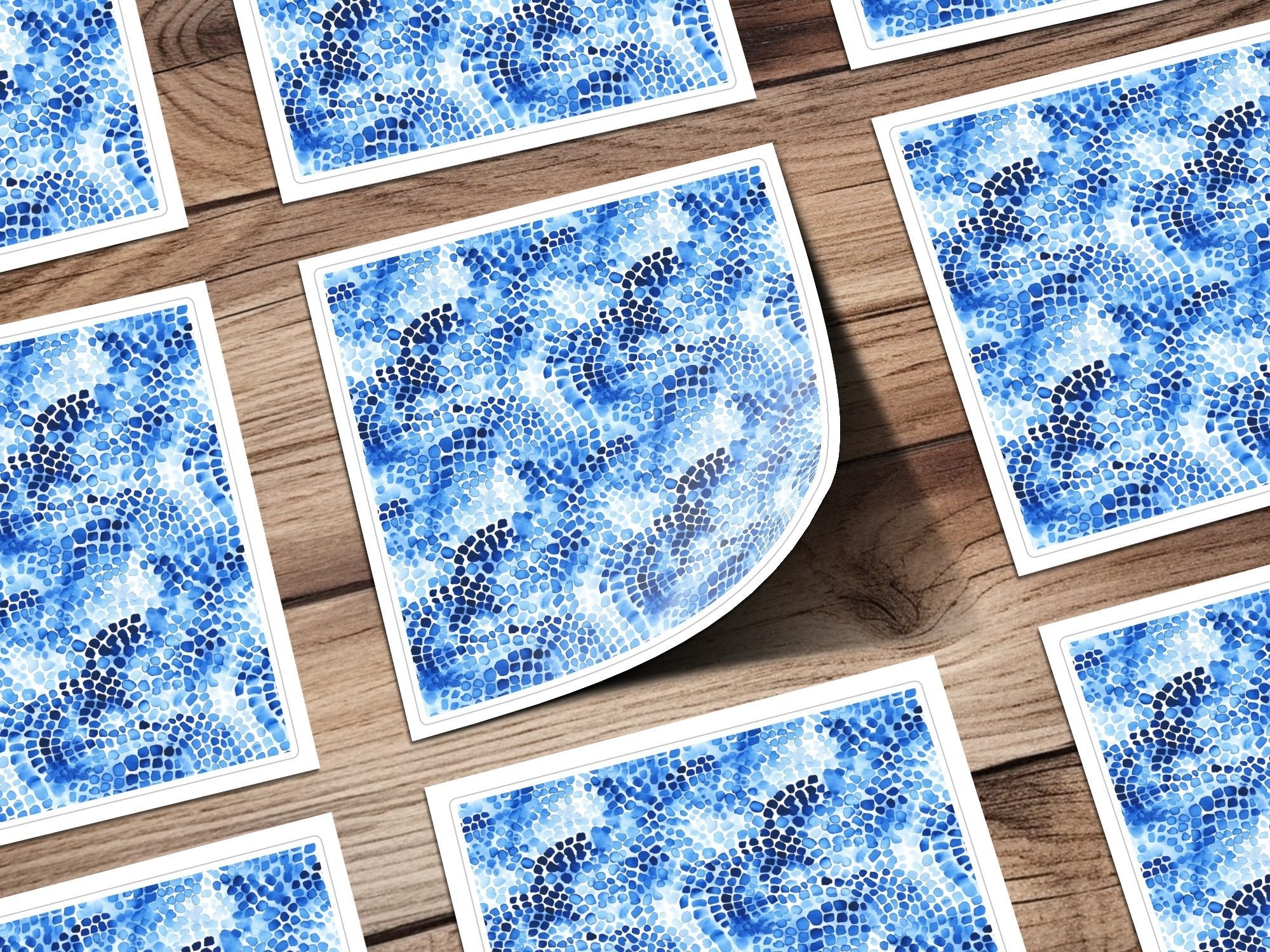 Blue Shibori Seamless Watercolor Geometric Pattern, Indigo Ink Digital Paper, Modern Abstract Tile Design, Repeatable Fabric Print - Moore and Mountain