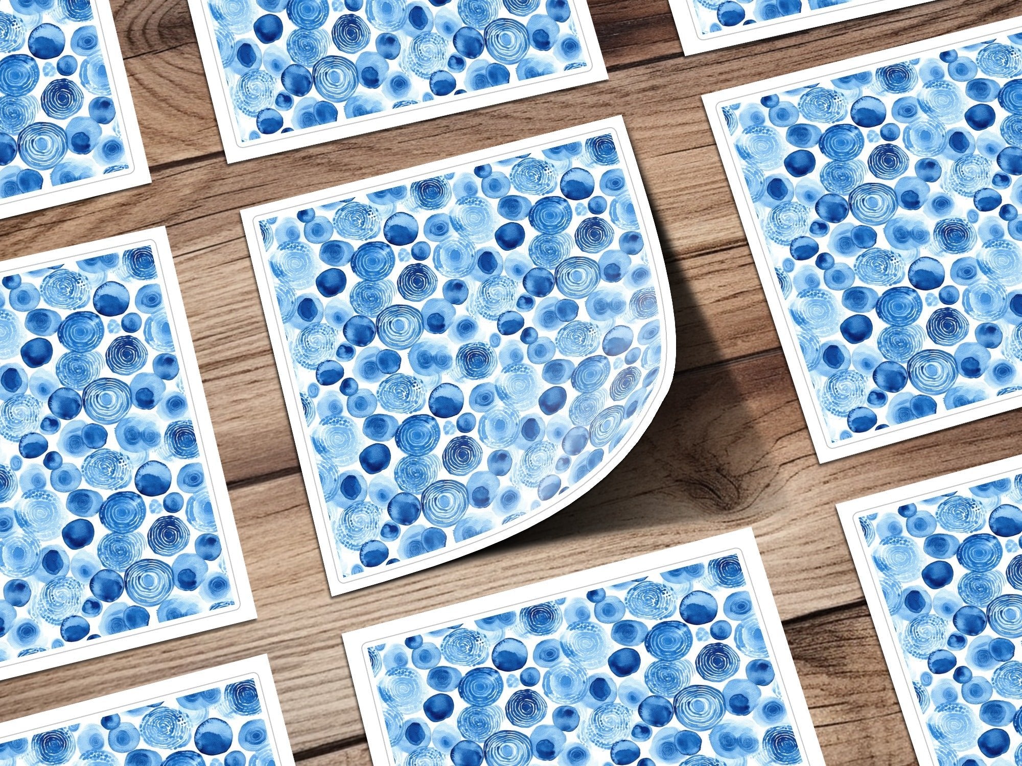 Blue Shibori Seamless Watercolor Geometric Pattern, Indigo Ink Digital Paper, Modern Background, Fabric Design, Scrapbooking, Graphic Design - Moore and Mountain