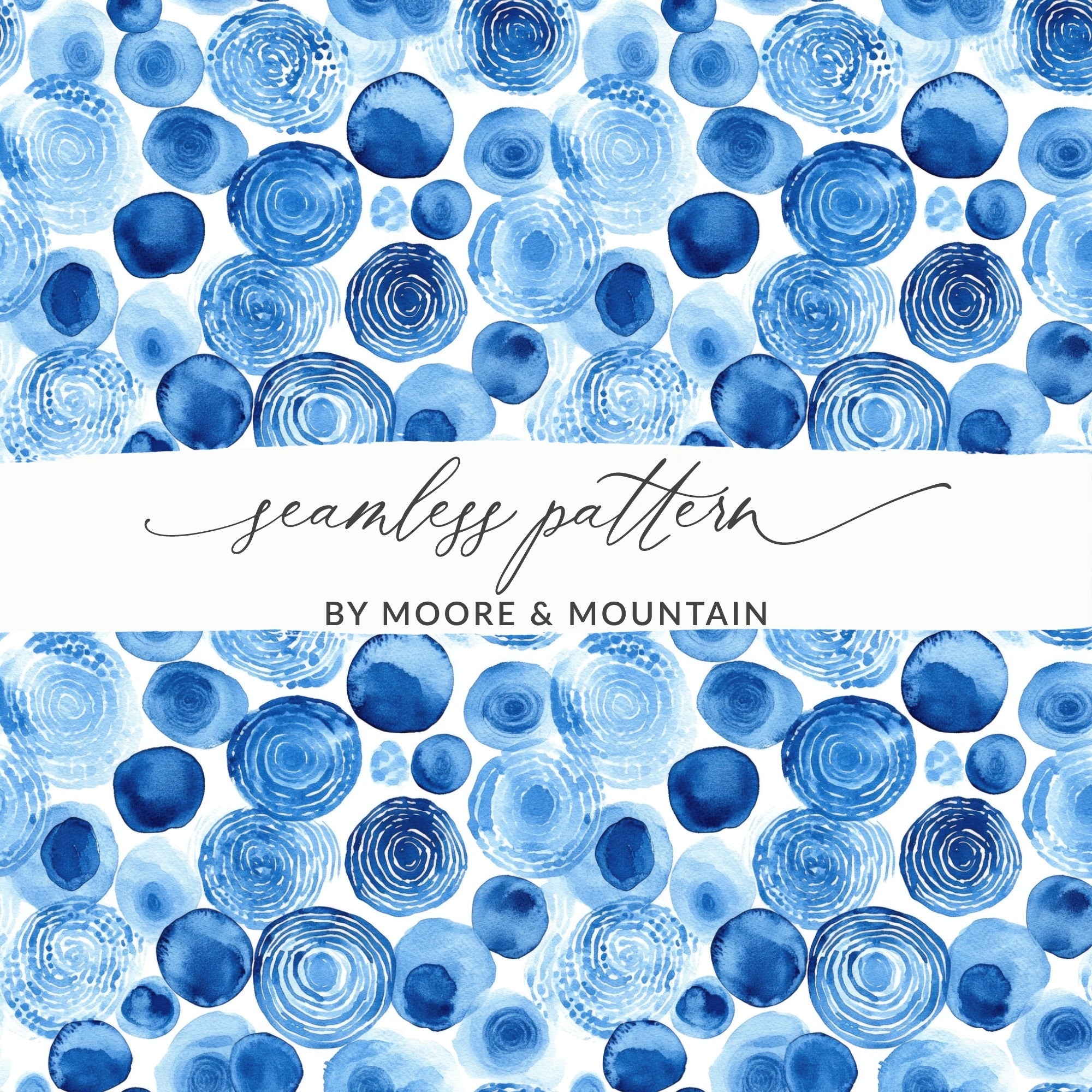 Blue Shibori Seamless Watercolor Geometric Pattern, Indigo Ink Digital Paper, Modern Background, Fabric Design, Scrapbooking, Graphic Design - Moore and Mountain