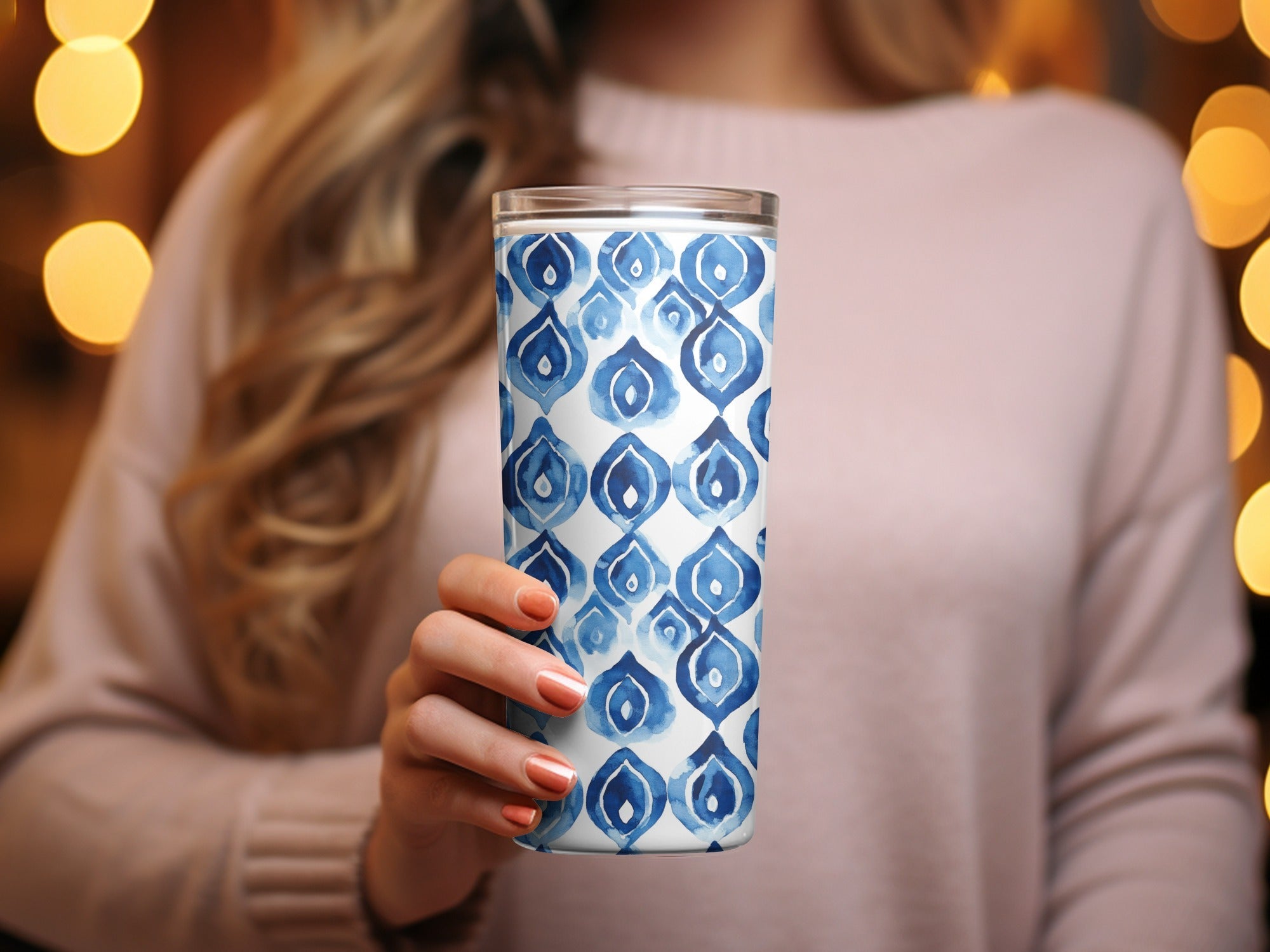 Blue Shibori Seamless Watercolor Geometric Pattern, Indigo Ink Digital Paper, Modern Blue Pattern Design, Printable Fabric Pattern - Moore and Mountain