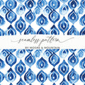 Blue Shibori Seamless Watercolor Geometric Pattern, Indigo Ink Digital Paper, Modern Blue Pattern Design, Printable Fabric Pattern - Moore and Mountain