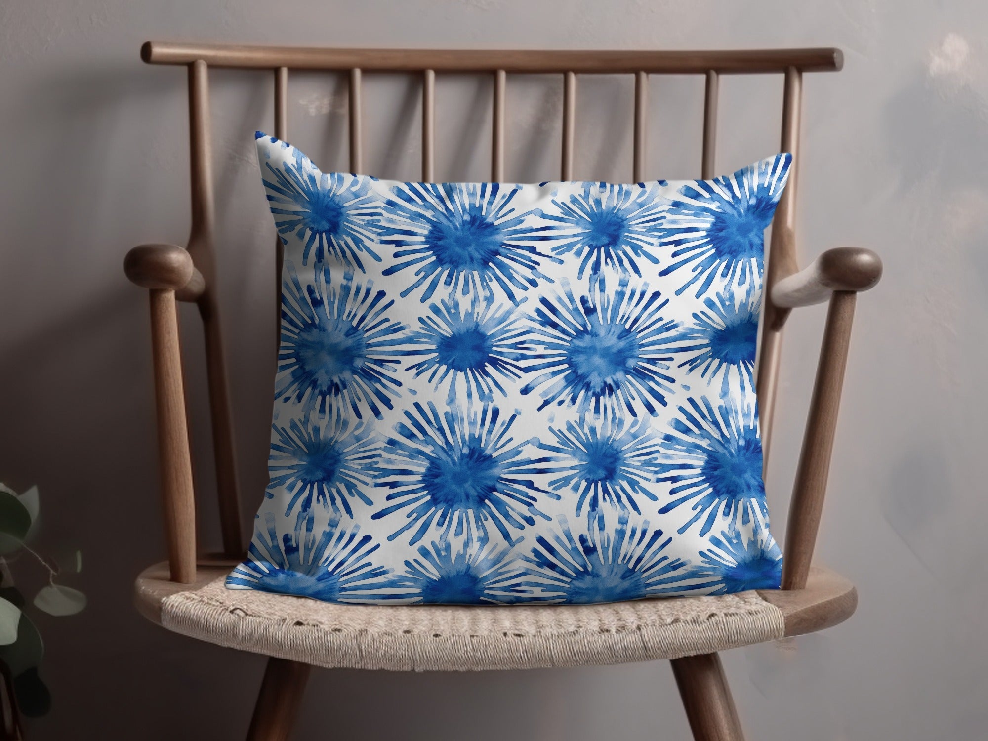 Blue Shibori Seamless Watercolor Geometric Pattern, Indigo Ink Digital Paper, Repeat Fabric Design, Texture Background - Moore and Mountain