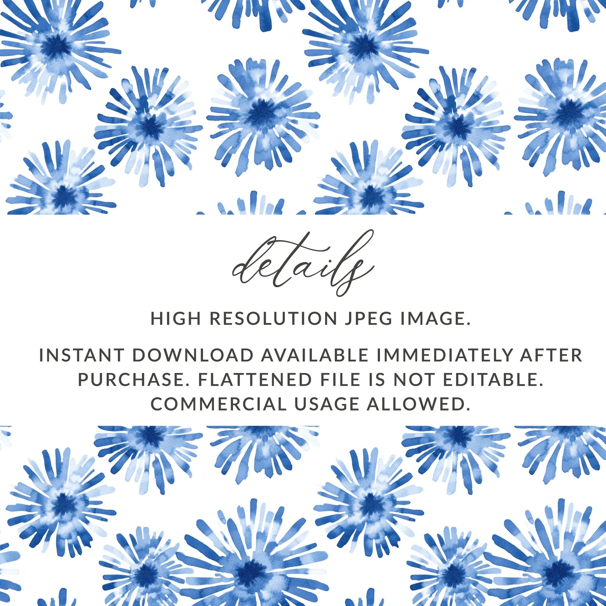 Blue Shibori Seamless Watercolor Geometric Pattern, Indigo Ink Digital Print, Modern Indigo Fabric Design - Moore and Mountain