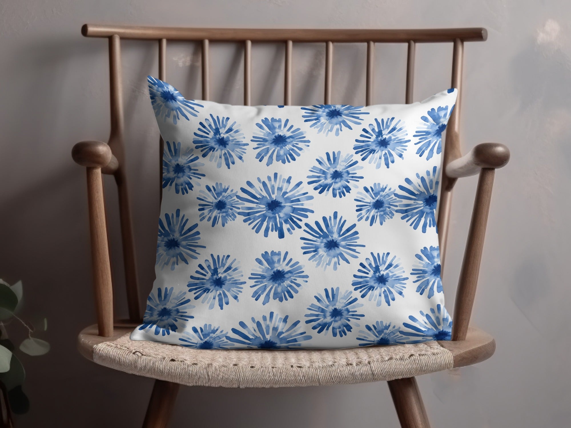 Blue Shibori Seamless Watercolor Geometric Pattern, Indigo Ink Digital Print, Modern Indigo Fabric Design - Moore and Mountain